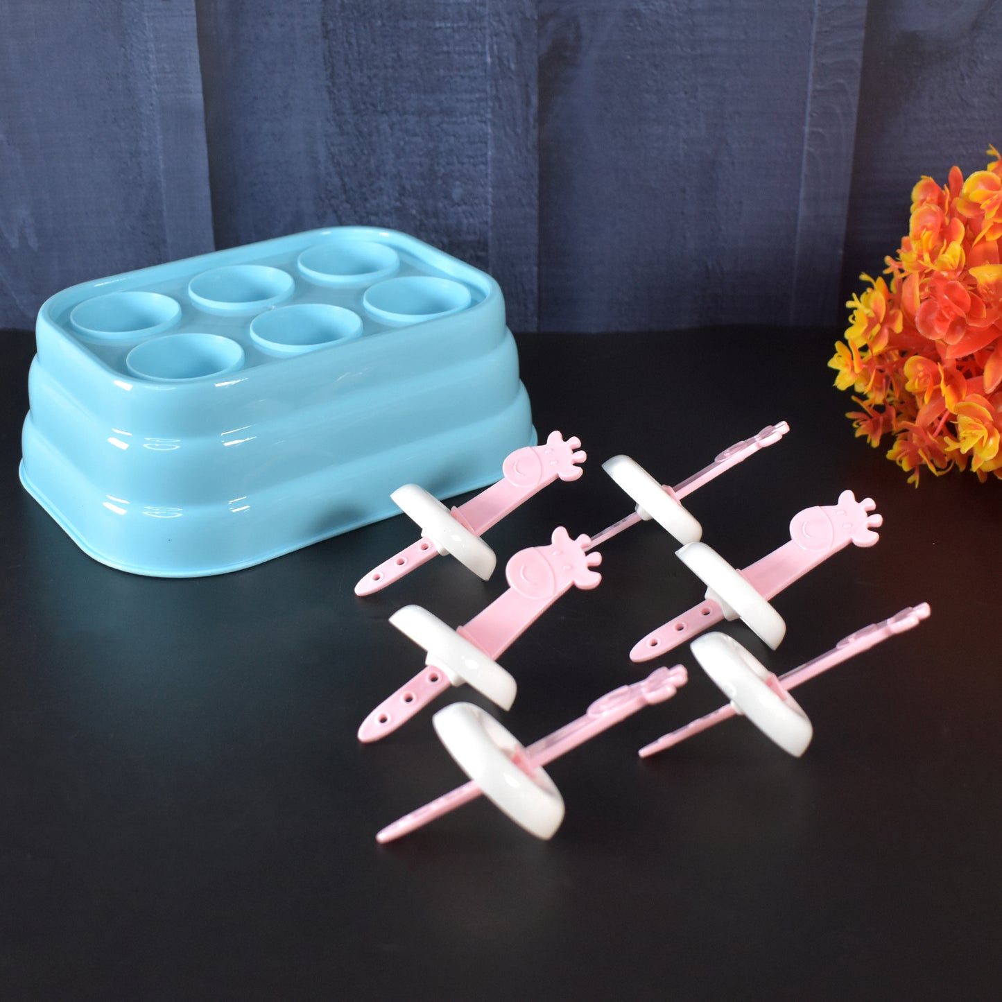 6 Cavity Popsicle Molds Plastic Giraffe Shape Ice Moulds (1 Pc) - Happy Price - Image 4