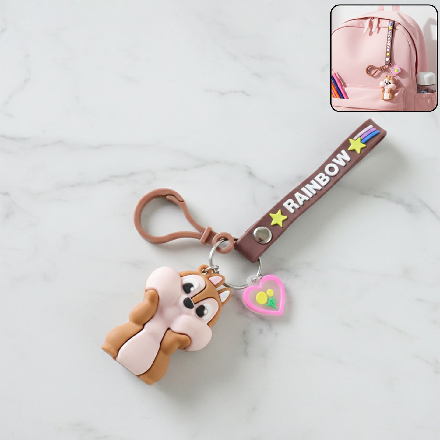 Cute Animal Silicone Keychain with Rainbow Strap - 1 Pc - Happy Price - Image 2