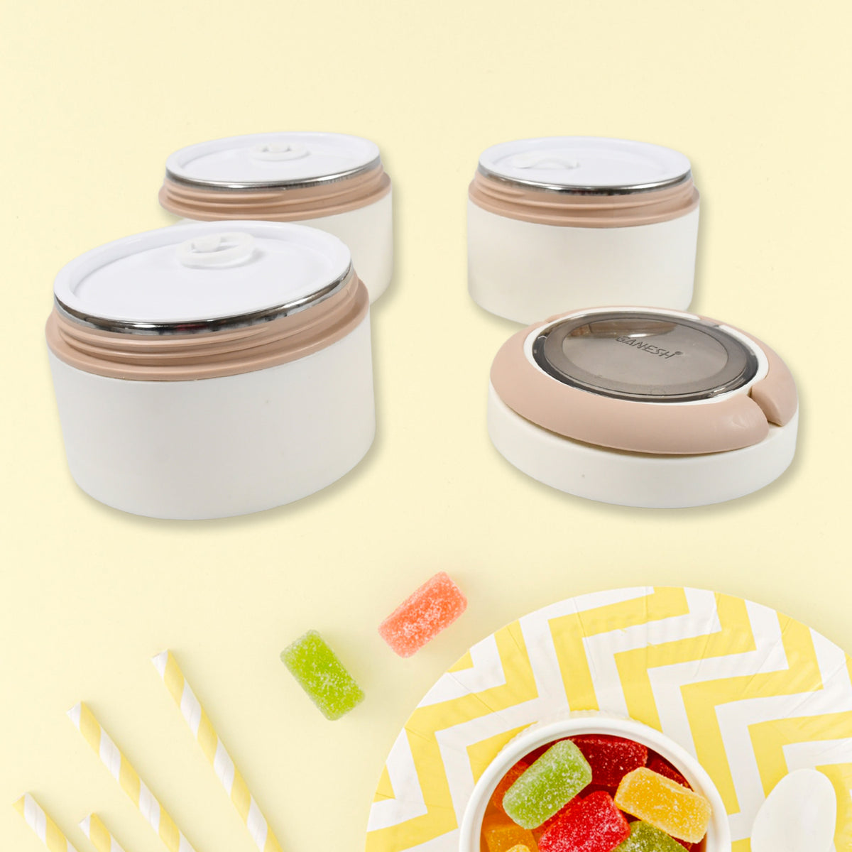 Ganesh Smart Stack 23 Layer Portable Lunch Box Stainless Steel Airtight Leak-proof Lunch Box For Office School Picnic Color May Vary (2 Layer 3 Layer) - Happy Price - Image 3