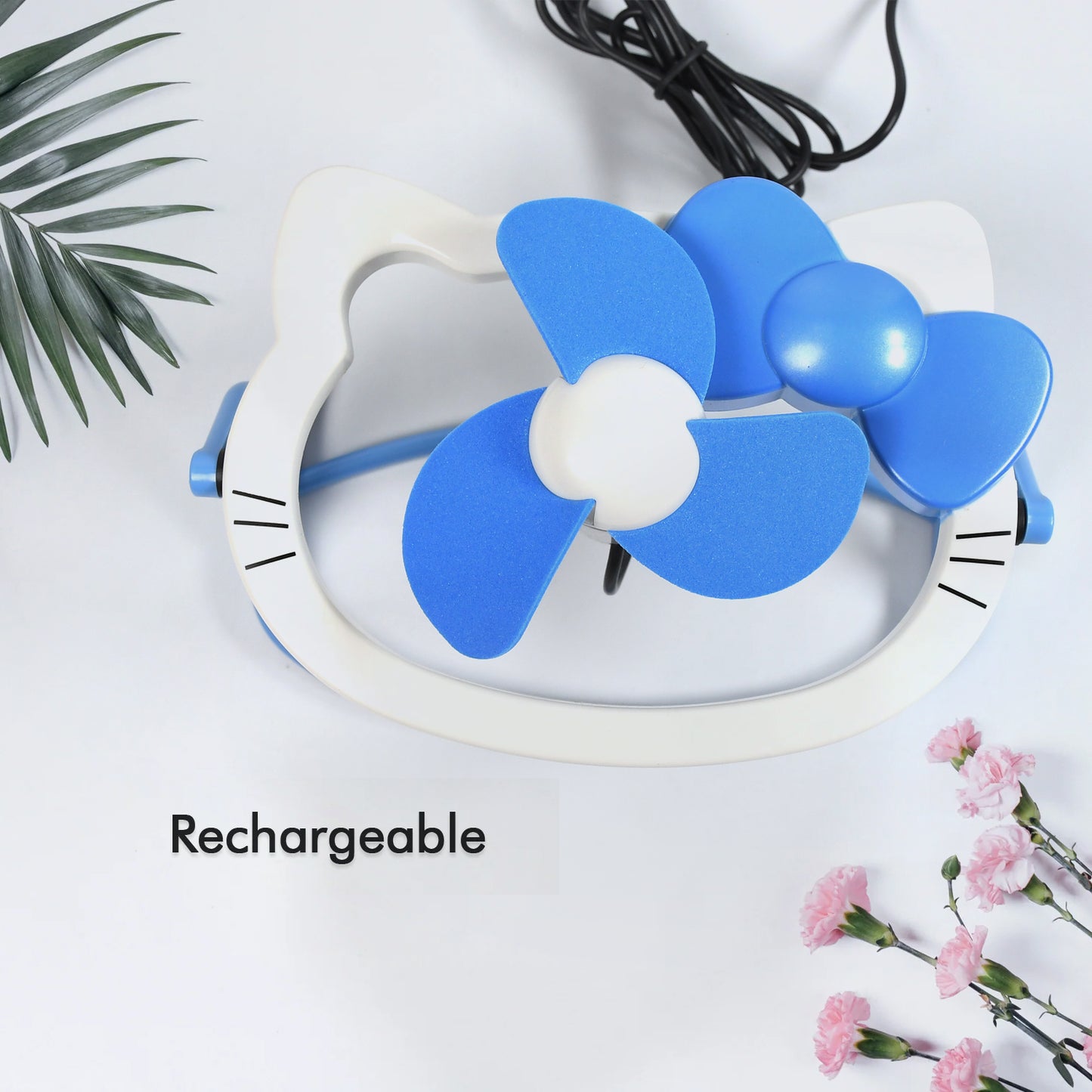 Hello Kitty Cartoon Fan Cute Bright Color Desktop Office Usb Mini Fan Personal Desktop Fan (Battery Not Include) - Happy Price - Image 3