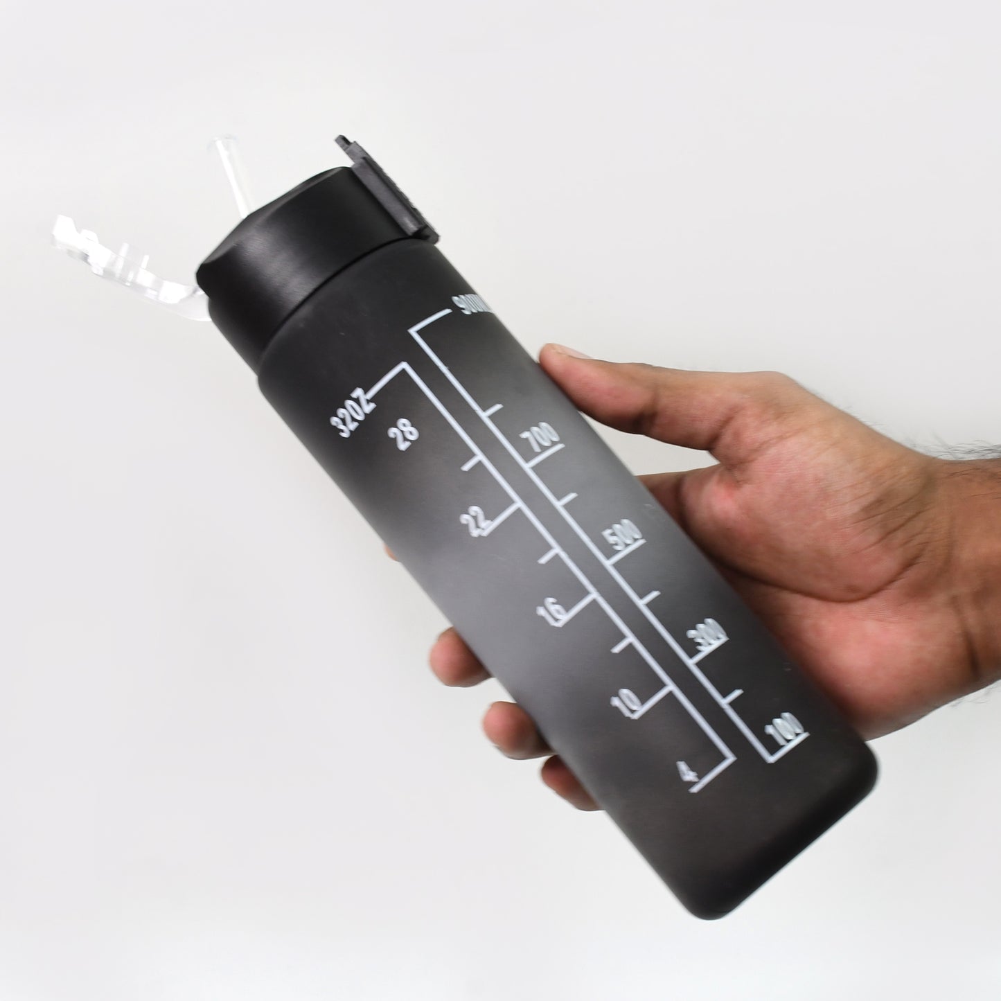 Plastic Black Motivational Water Bottle With Straw (900 Ml) - Happy Price - Image 4