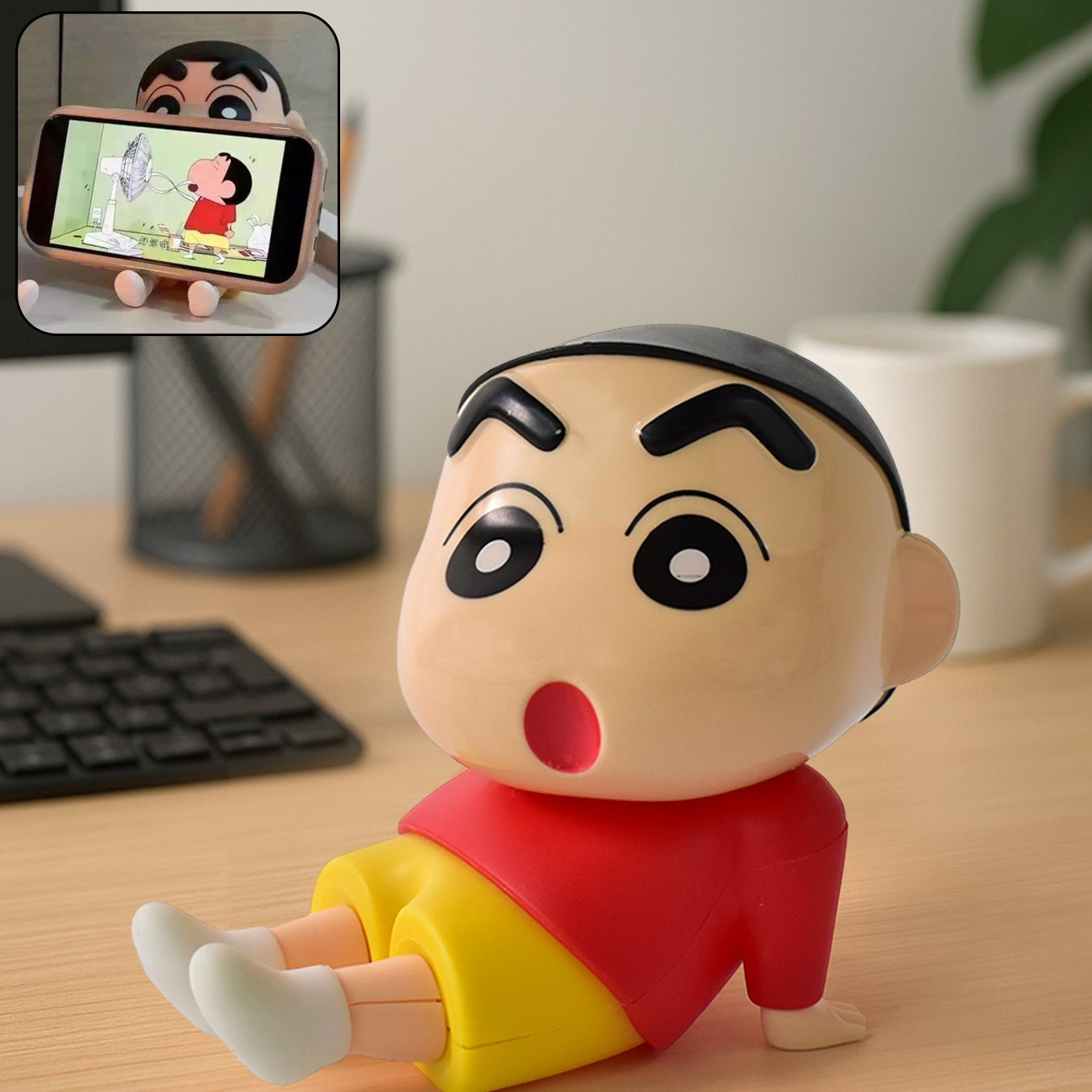 Shinchan Sitting Character Figurine - Anime Style PVC Toy for Kids & Desk Decor (1 Pc) - Happy Price - Image 1