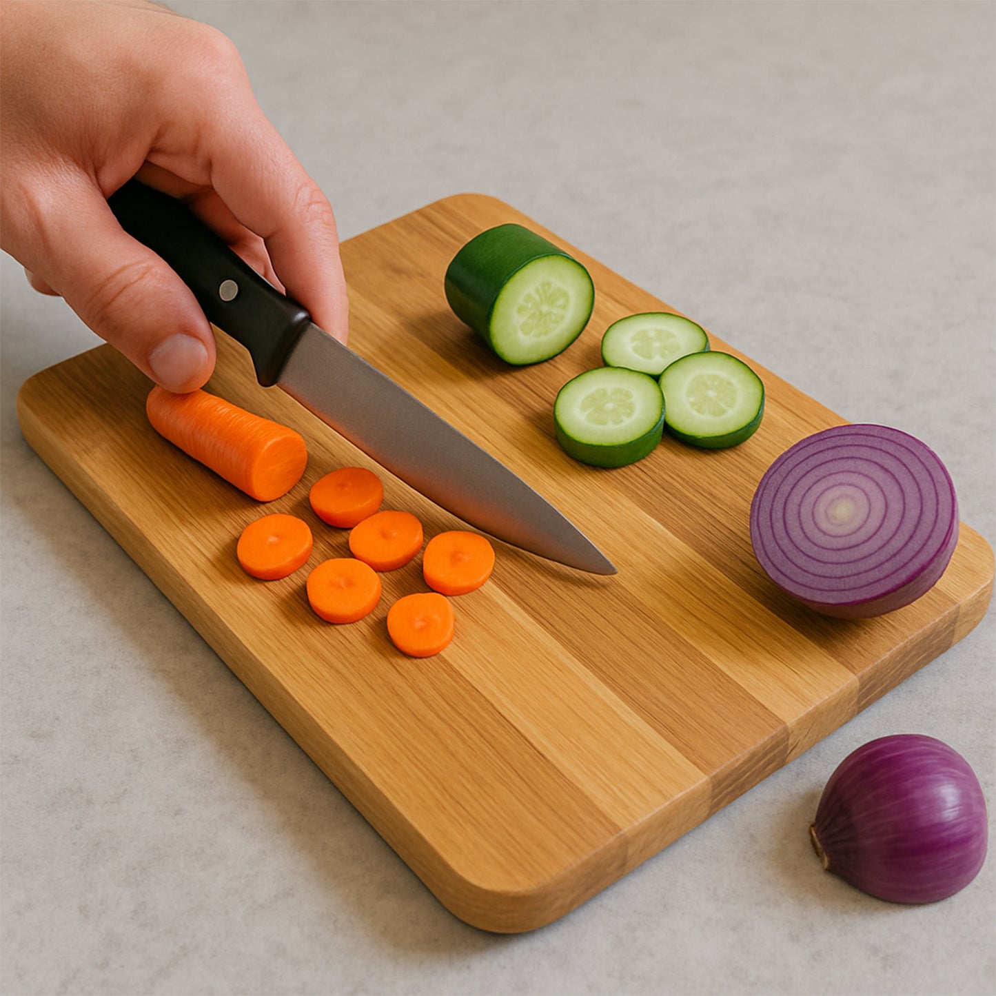Steel and Wood Chopping Board with Handle - 35x25 cm (1 Pc) - Happy Price - Image 6