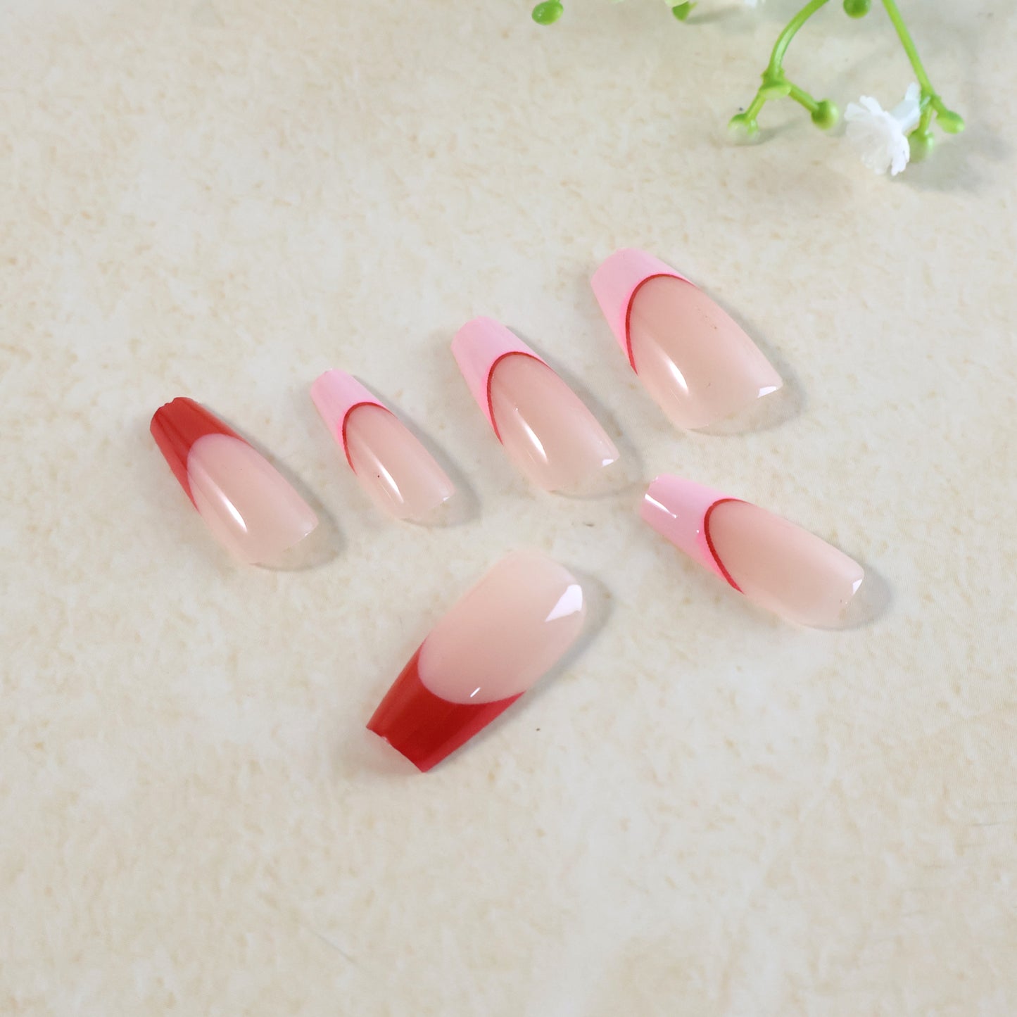 Glossy Nude Full Cover Artificial Nail Tips - 24 Pc Set for Women - Happy Price - Image 3