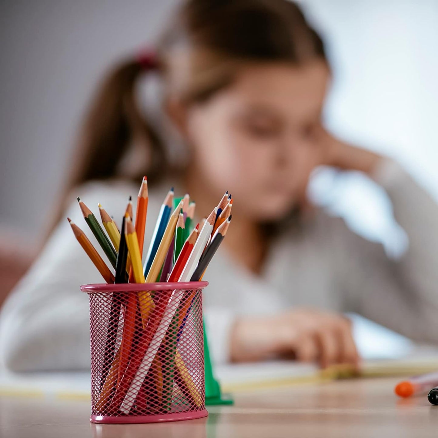 Pen Holder Pen Holder Office Desk Metal Mesh Pen Stand Pencil Stationery Holder Desk Organizer Stand Storage Pencil Case (1 Pc) - Happy Price - Image 5