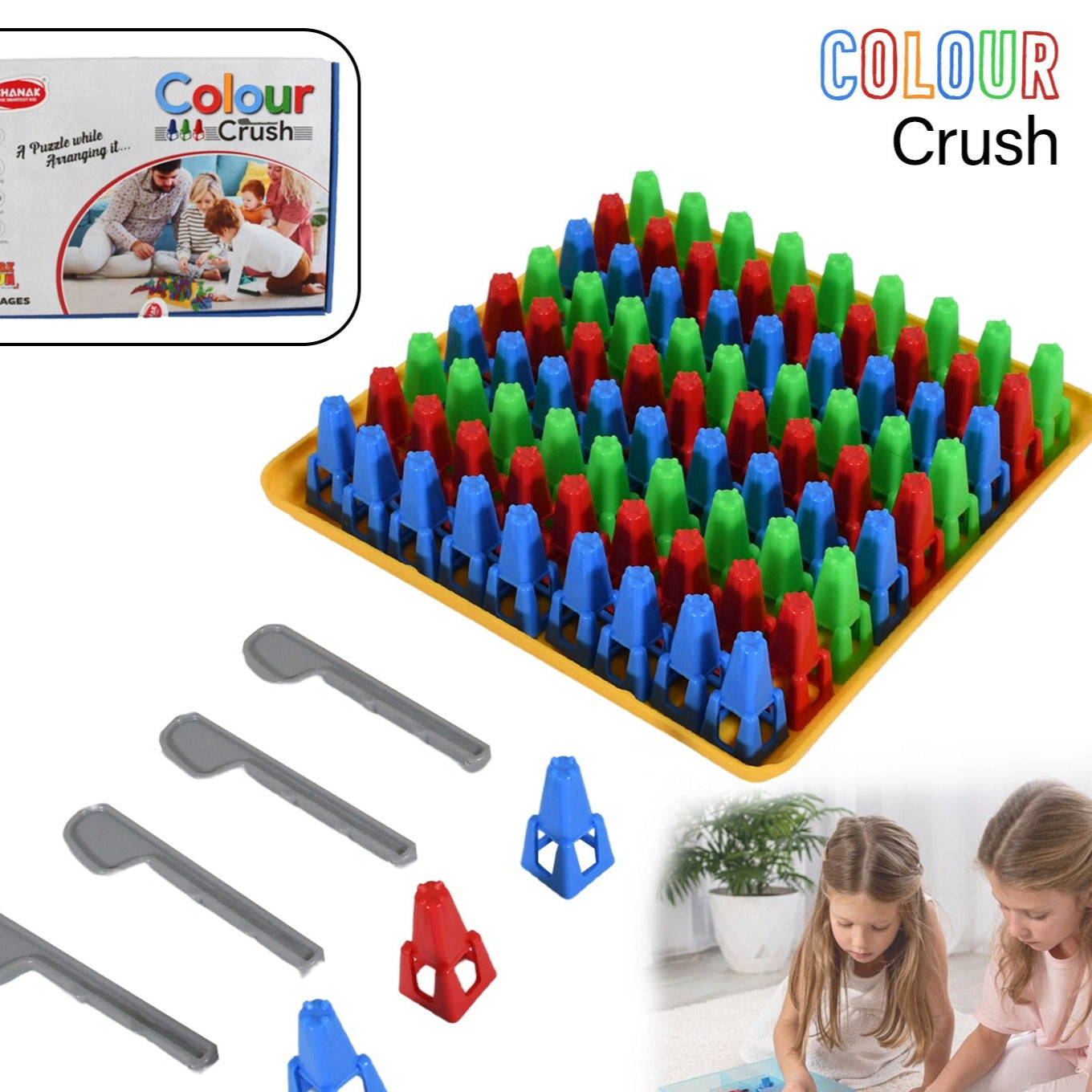 Plastic Color Crush Game Board A Puzzle Game Challenges Educational Board Games Game For Kids Adults Birthdaygift(1 Set) - Happy Price - Image 1