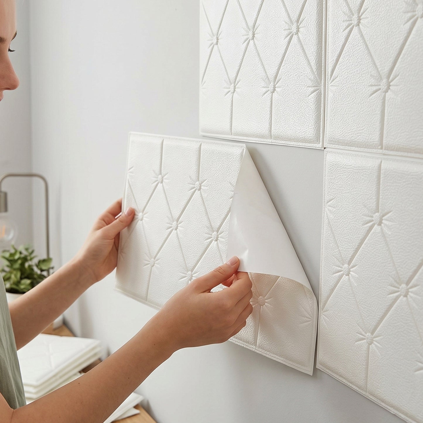 Self Adhesive Foam Wall Sticker Panel - 1 Pc White 69x35 Cm - Great Price - Image 2