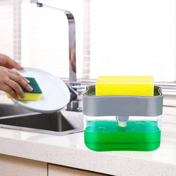 Liquid Soap Dispenser On Countertop With Sponge Holder For Pet - Happy Price - Image 3