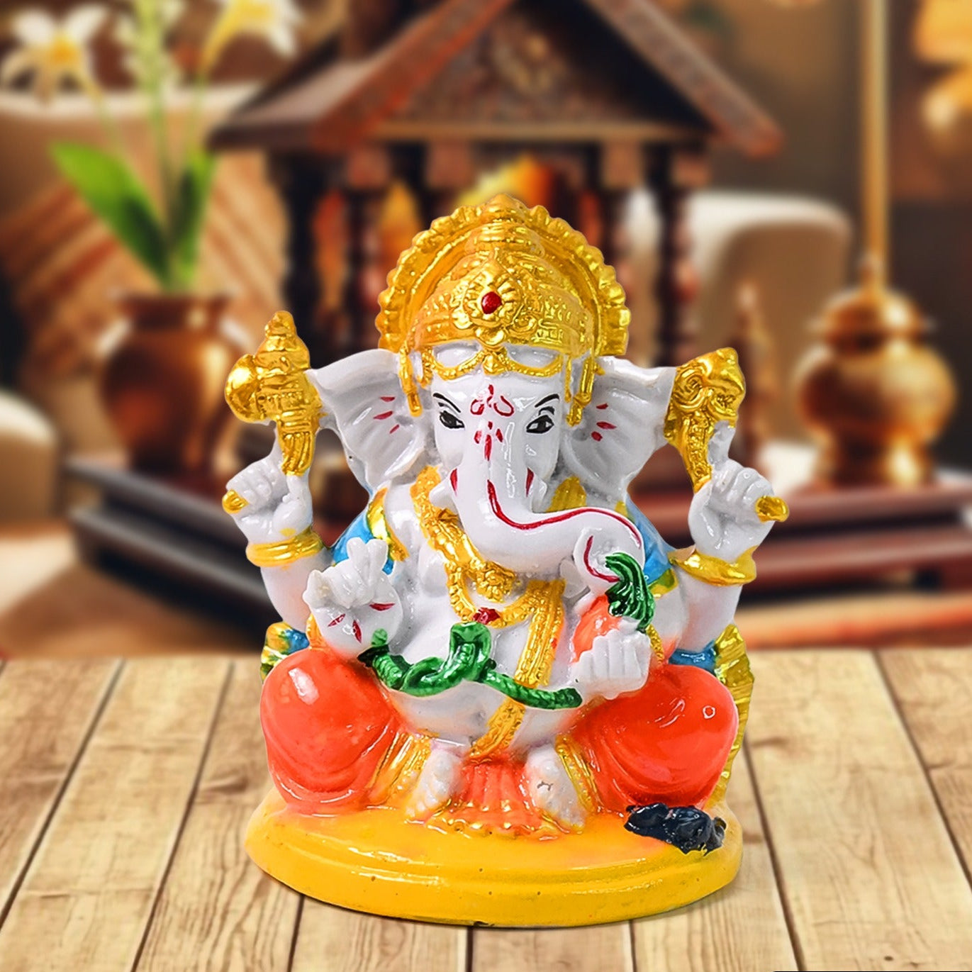 Lord Ganesha Idol Ganpati Statue Ganpatii Bappa Showpiece For Gifts (1 Pc) - Happy Price - Image 1