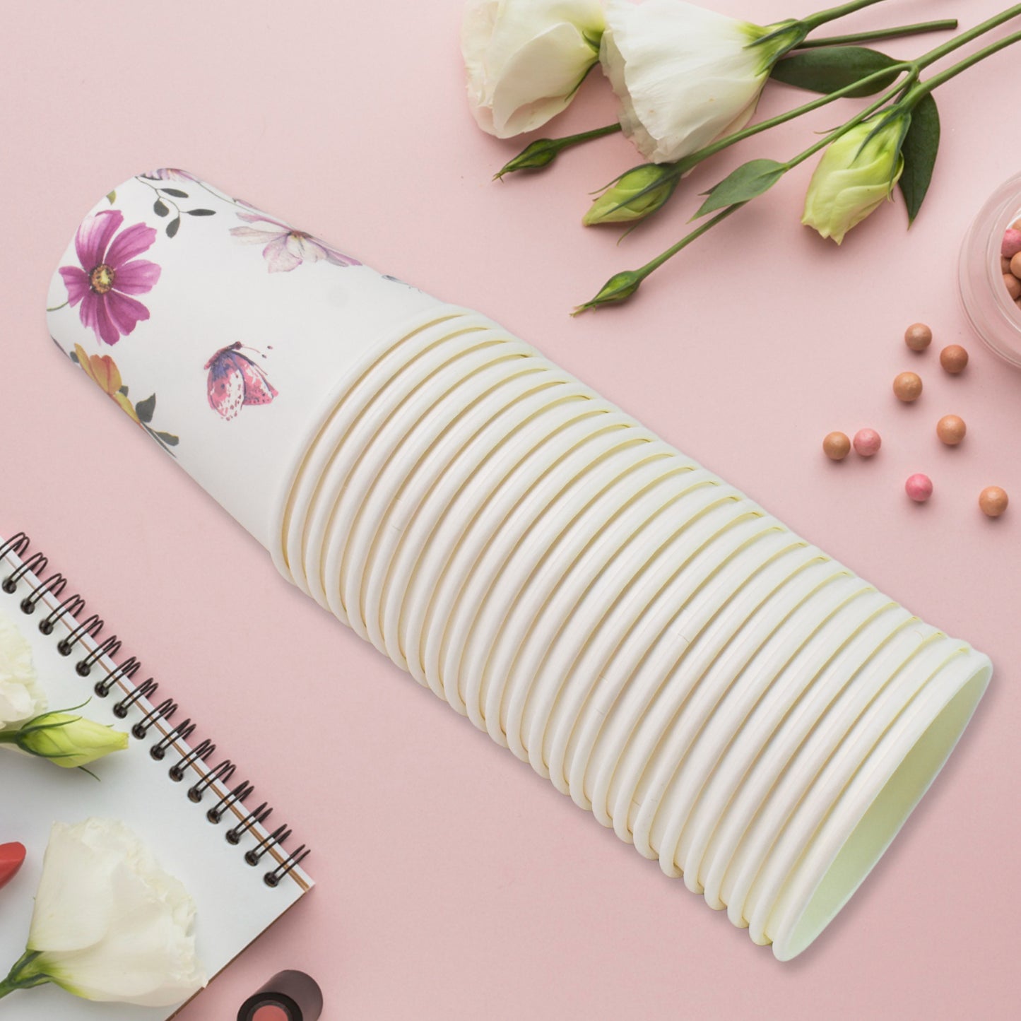 Disposable Paper Cups Disposable Tea Coffee Cups (24 Pcs Set Mix Color Design) - Happy Price - Image 6