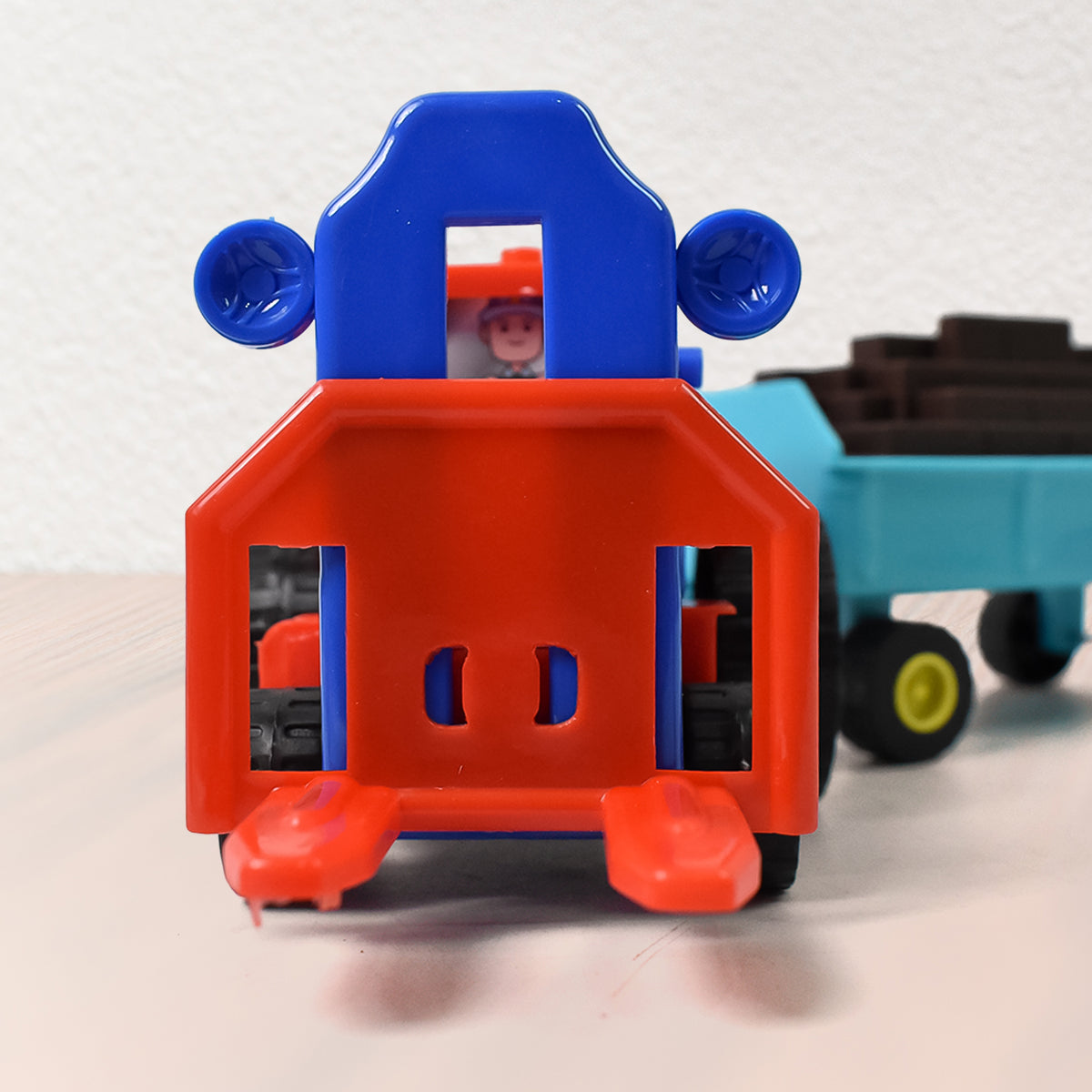 Plastic Tractor Toy Friction Powered Tractor With Bricks Trolley (1 Pc) - Happy Price - Image 5