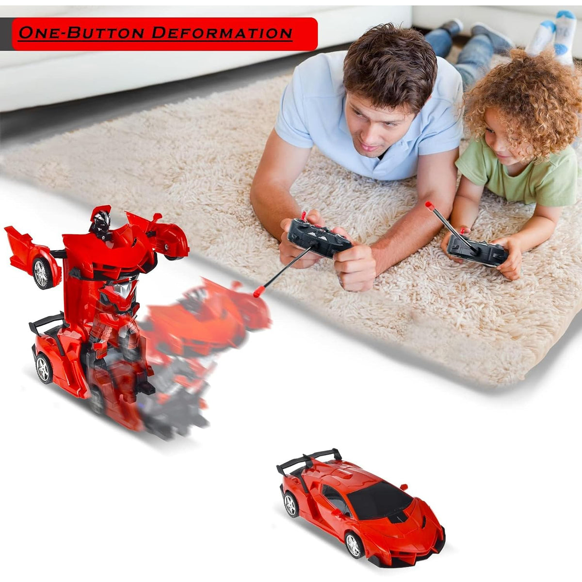 2 In 1 Automatic Robot Converted Remote Control Car With Light Scale 360drifting Deformation Robot Car Toy Kids Boys Robot Convertunique Toy For Boys (1 Pc) - Happy Price - Image 3