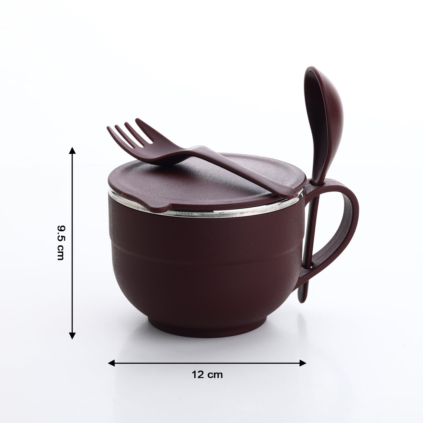 Noodles Soup Bowl With Spoon And Fork Handle Spoon Holder Stainless Steel Bowl And Spoon Set Stainless Steel Storage - Happy Price - Image 4