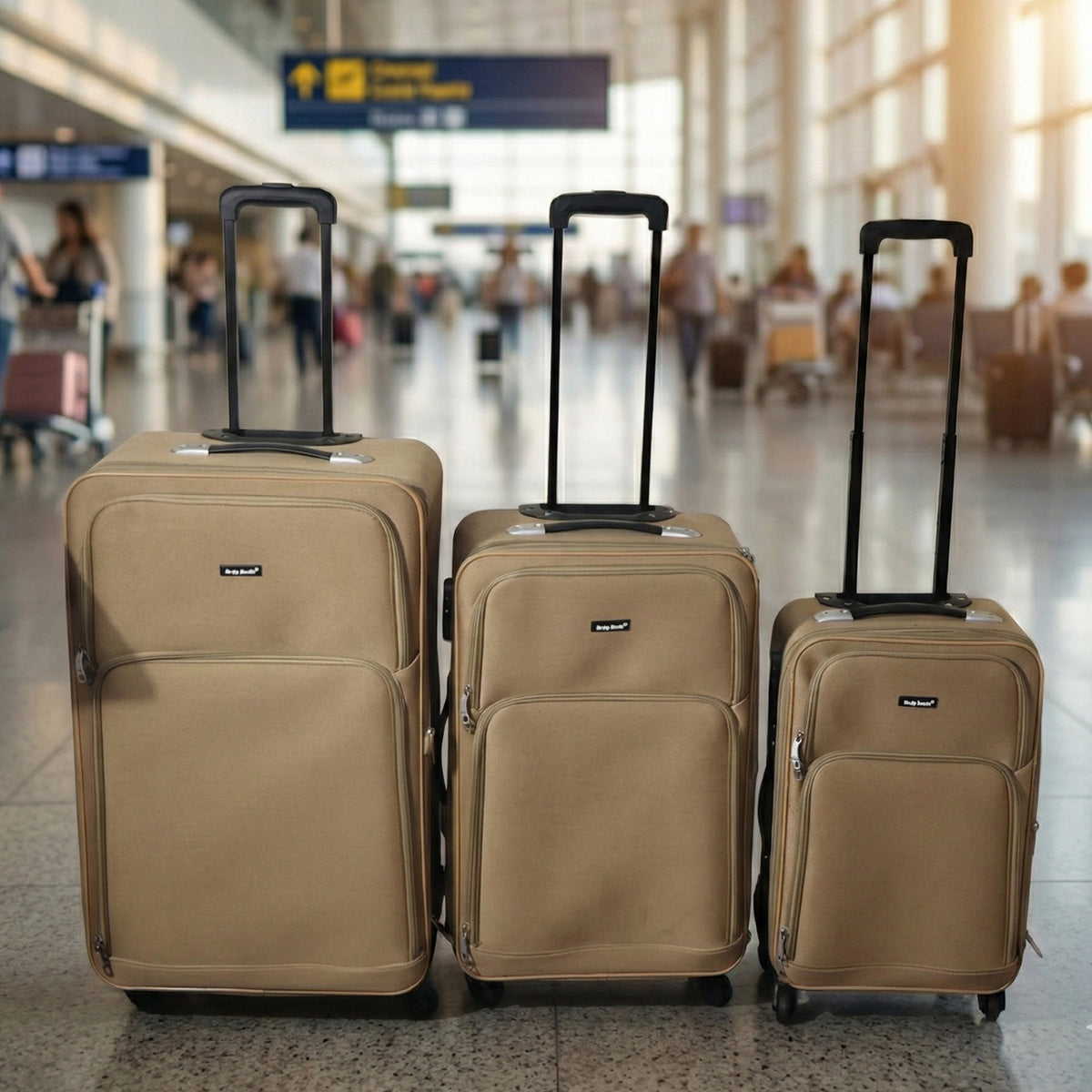3 Piece Soft Side Trolley Luggage Set with Wheels - Happy Price - Image 2