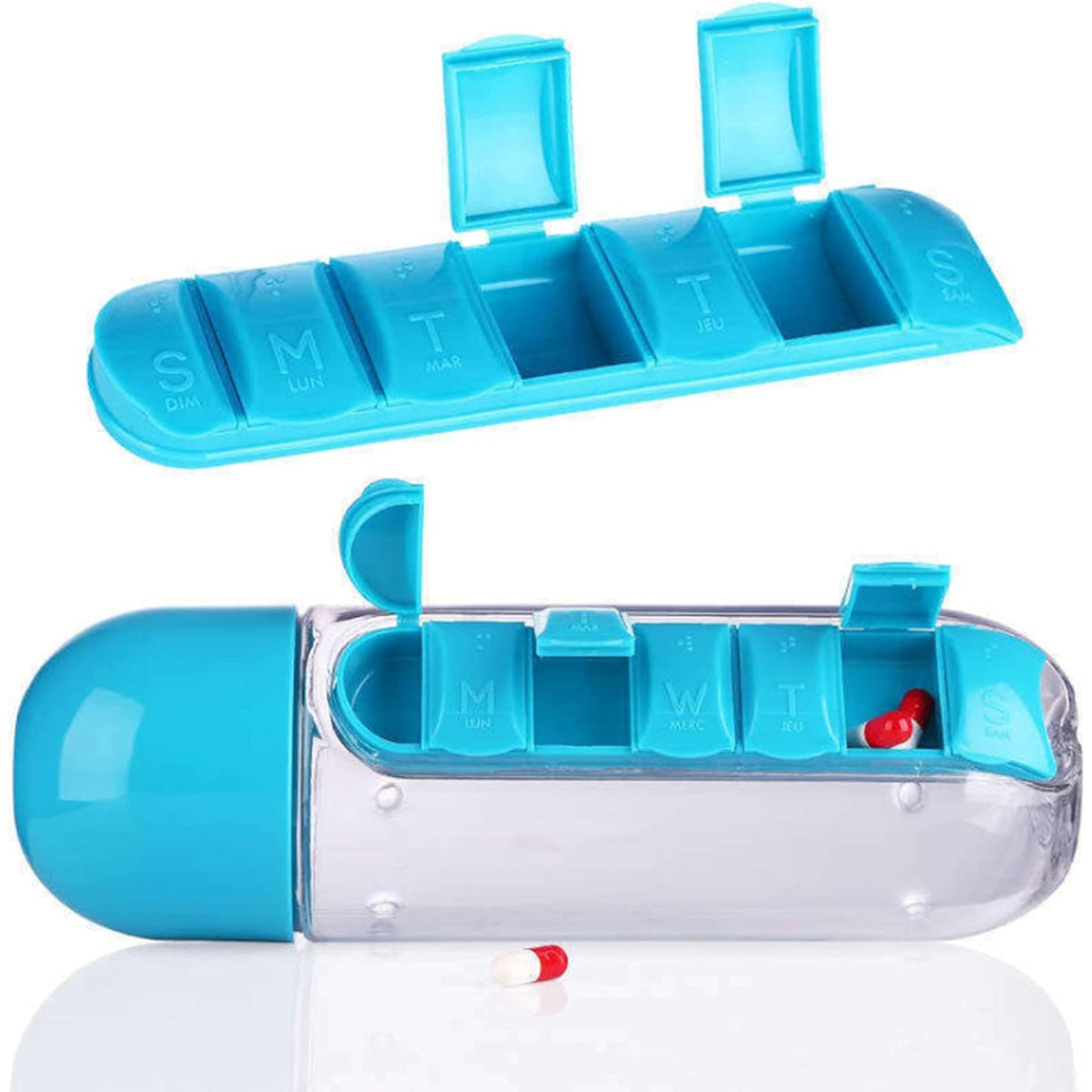 Pill Vitamin Bottle Water Bottle Multi Functional Use For Traveling Outdoor Use Water Bottle Travelling Kit Summer Special Bottle (600 Ml Mix Color ) - Happy Price - Image 5