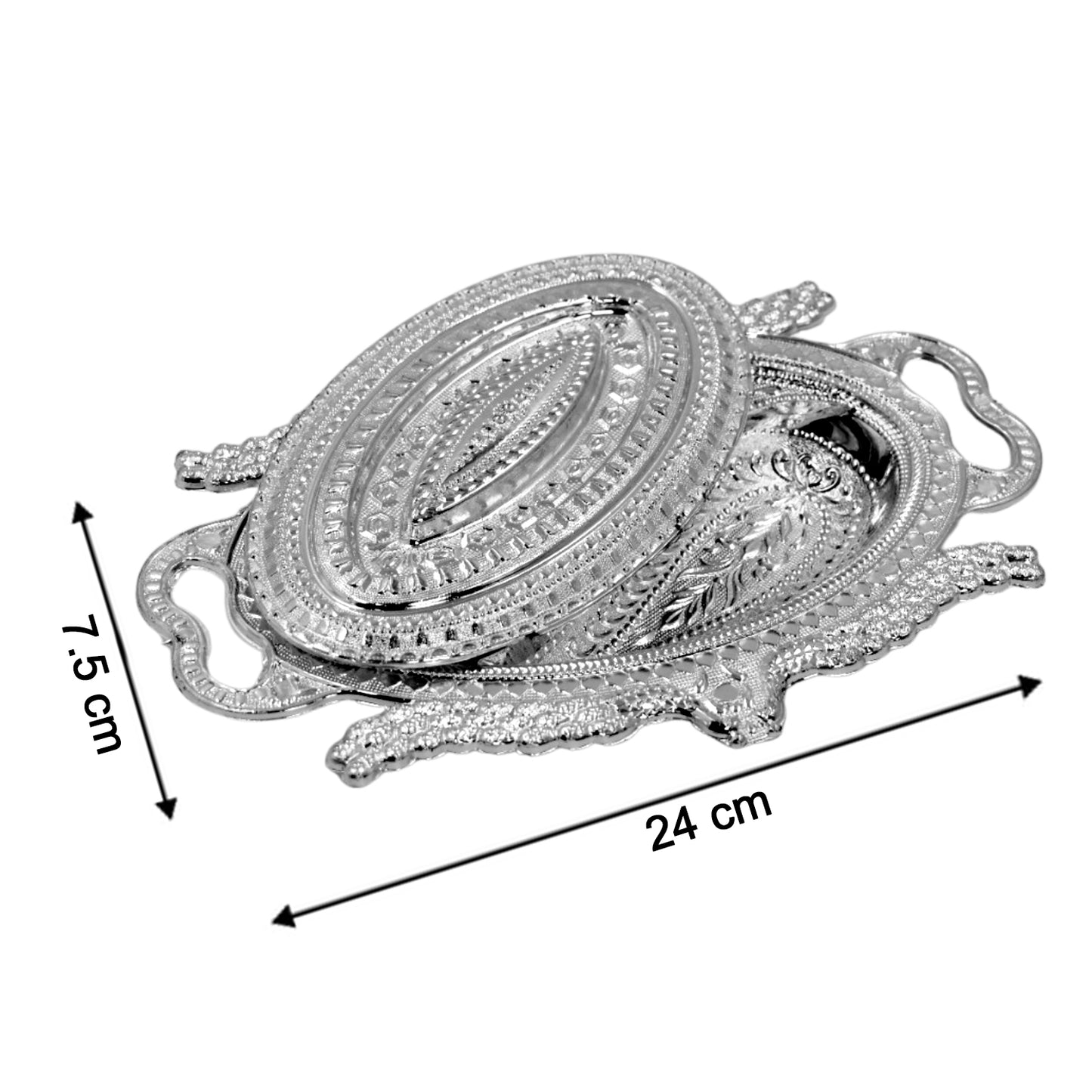 Plastic Peacock Dry Fruit Silver Finish Serving Tray - Happy Price - Image 4