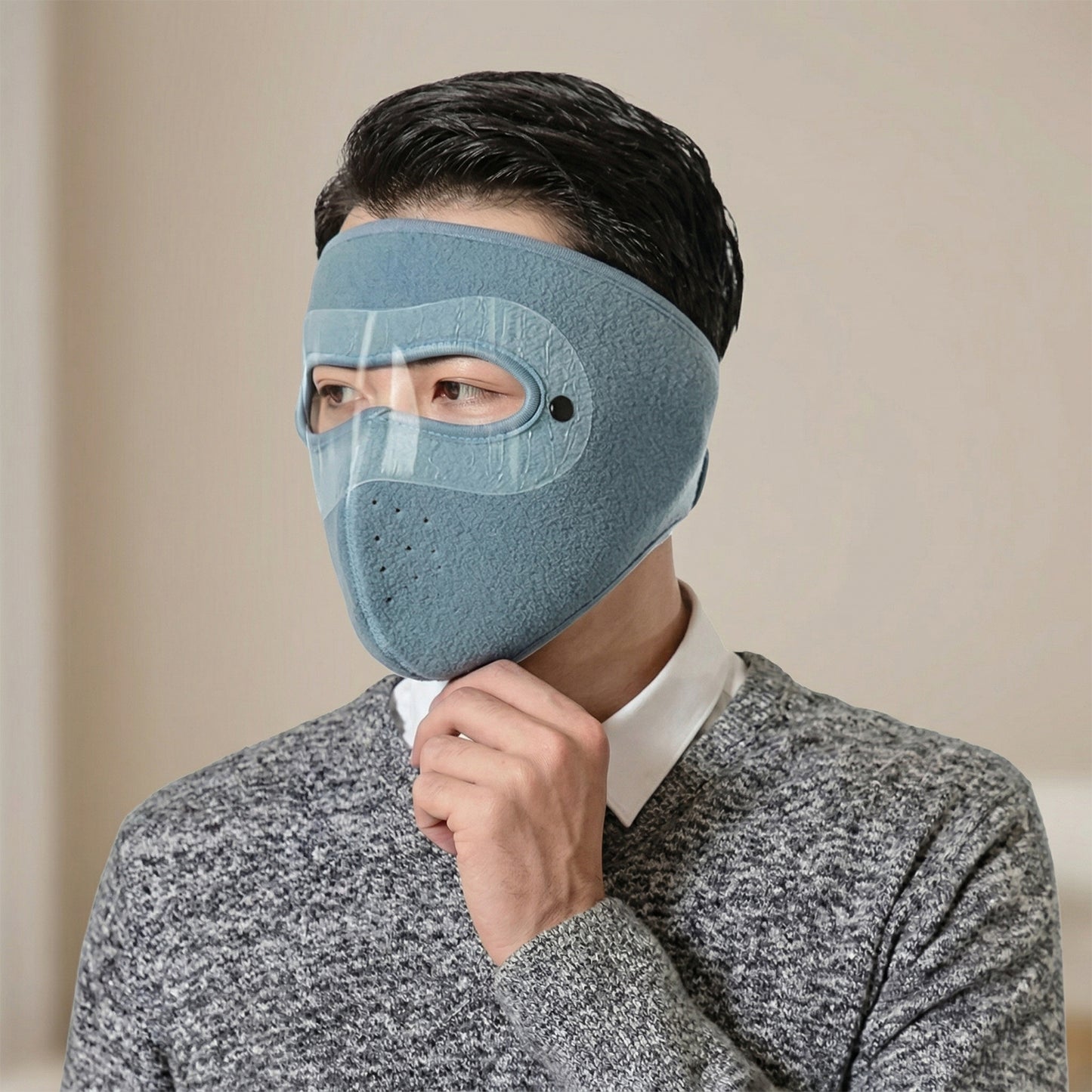 Reusable Face Mask with Integrated Eye Shield - Big Size, Anti-Fog Protection (1 Pc) - Great Price - Image 2