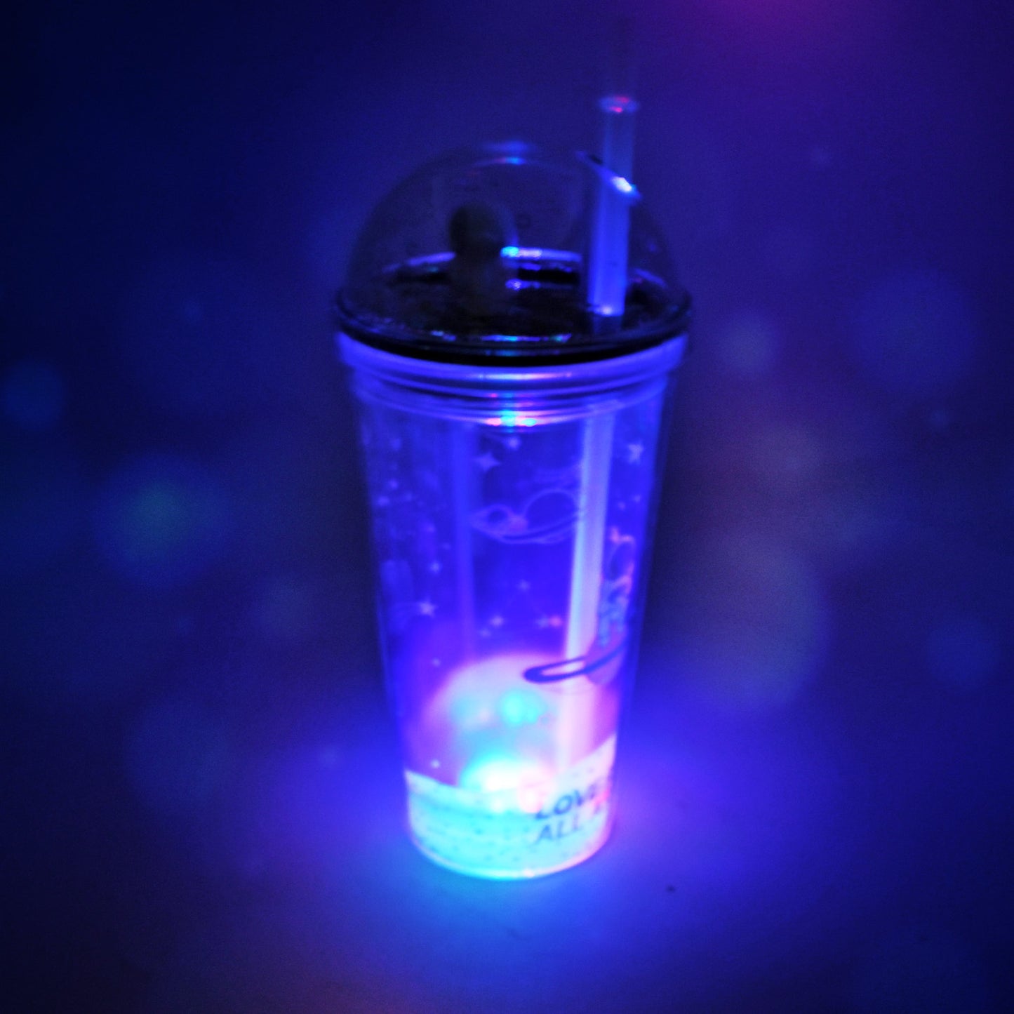 Astronaut Space Design LED Glow Light Tumbler with Straw - 13oz Insulated Double Wall Plastic Cup for Kids - Happy Price - Image 2
