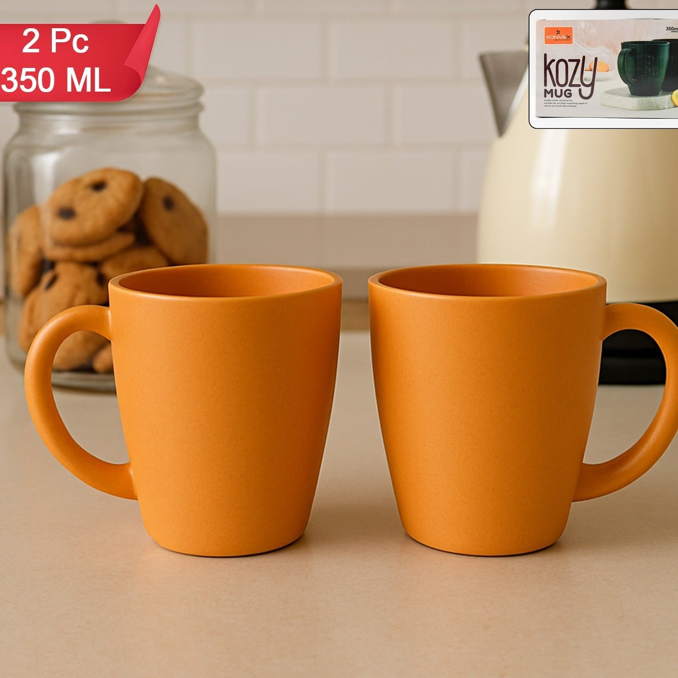 Set of 2 Premium 350ml Coffee and Tea Mugs - Happy Price - Image 1