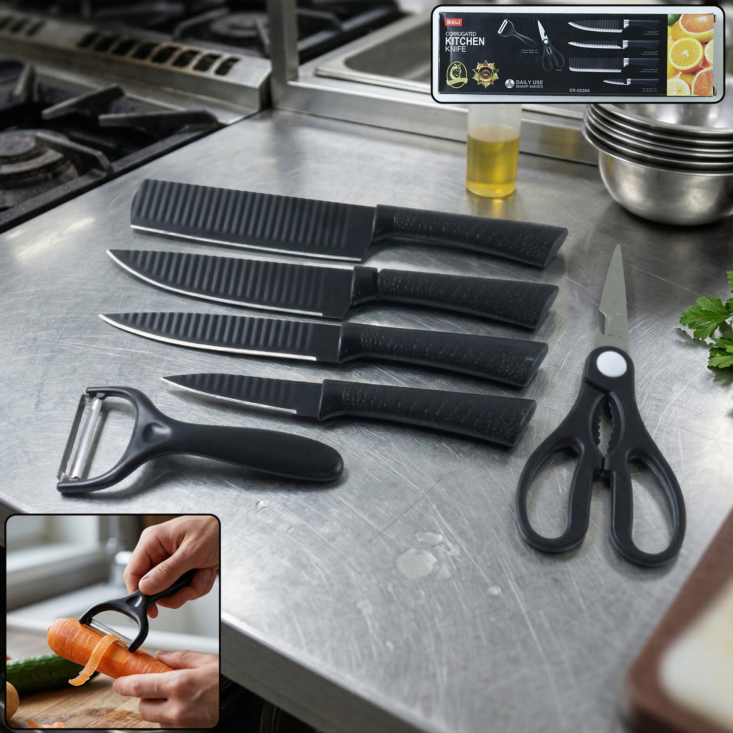 6-Piece Kitchen Knife Set with Peeler and Scissors - Great Price - Image 2