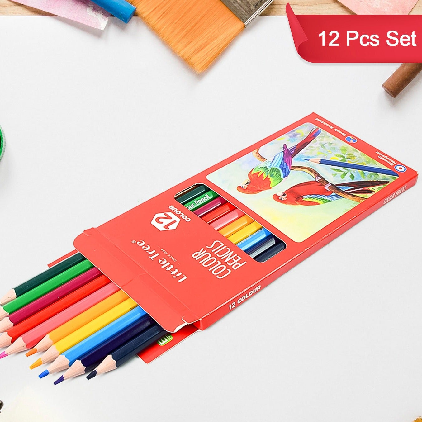 12 Pcs Wooden Colored Pencils Set for Art Drawing & Coloring - Happy Price - Image 1