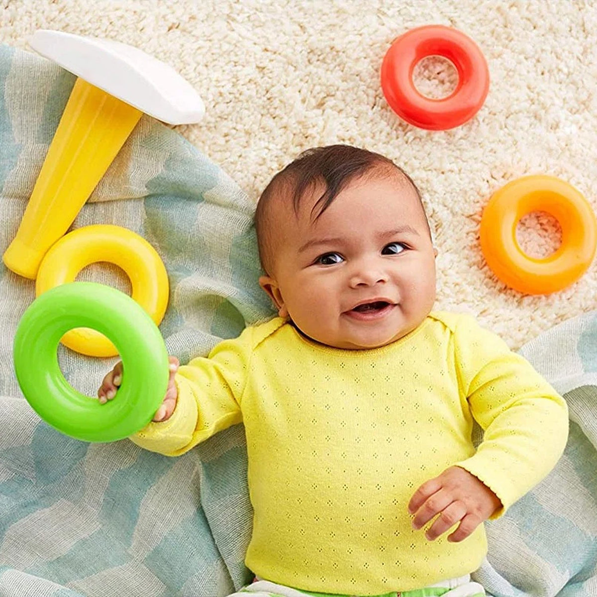 Plastic Baby Kids Teddy Stacking Ring Jumbo Stack Up Educational Toy 5pc - Happy Price - Image 6