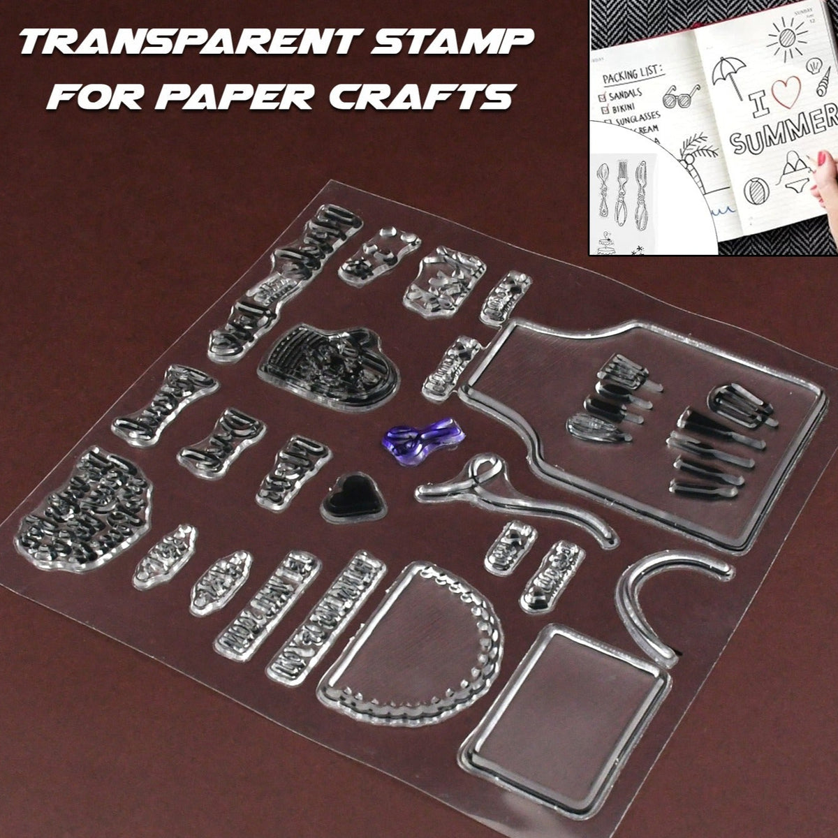 Reusable Rubber Stamp Tpr Stamp Diy Accessories Good Stamping Effect Diy Transparent Stamp Stick Repeatedly For Envelope For Diary For Invitation Letter Photo Album Decoration For Paper Crafts (Mix Design 1 Set) - Happy Price - Image 1