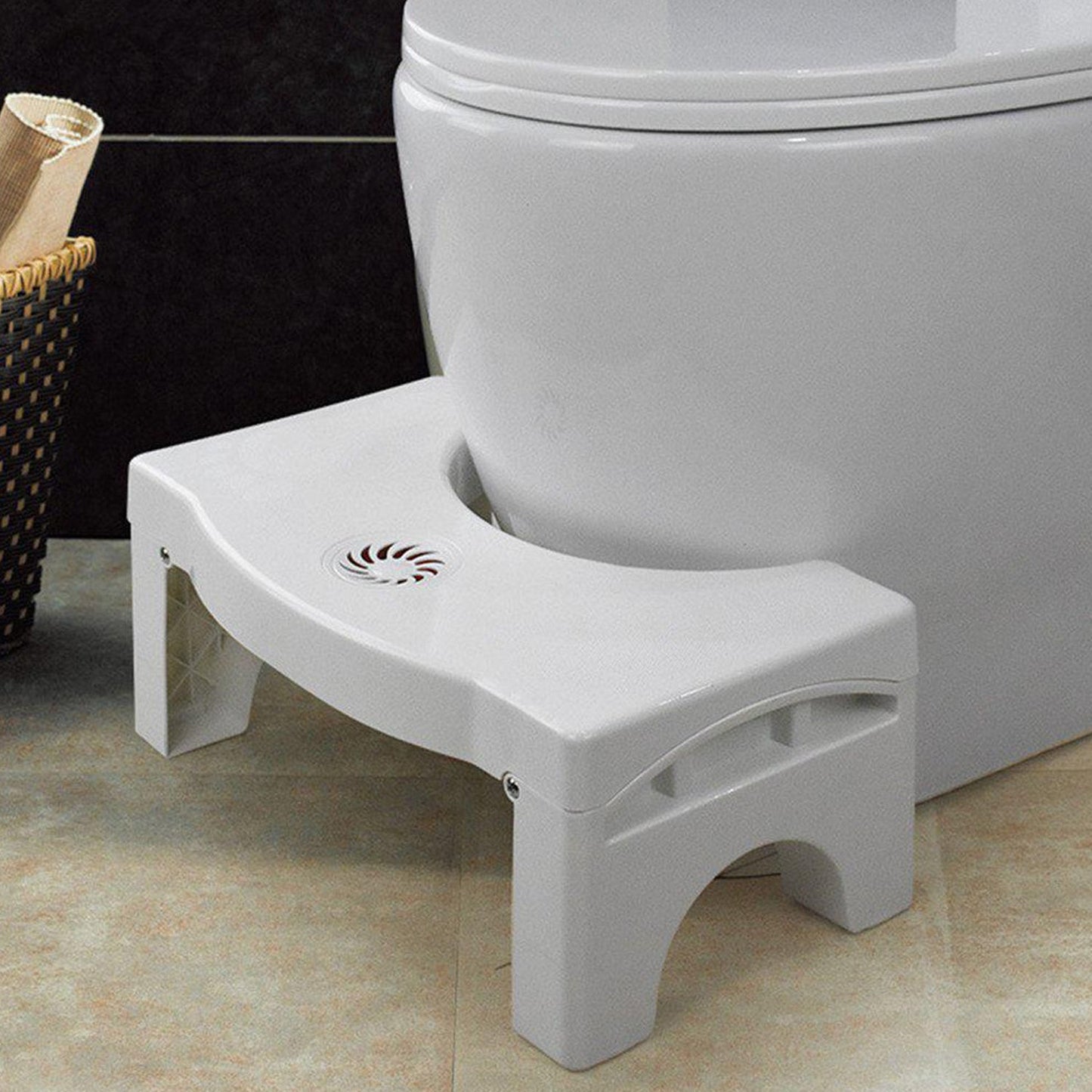 a Plastic Non-slip Folding Toilet Squat Stool - White Color - Happy Price - Image 2