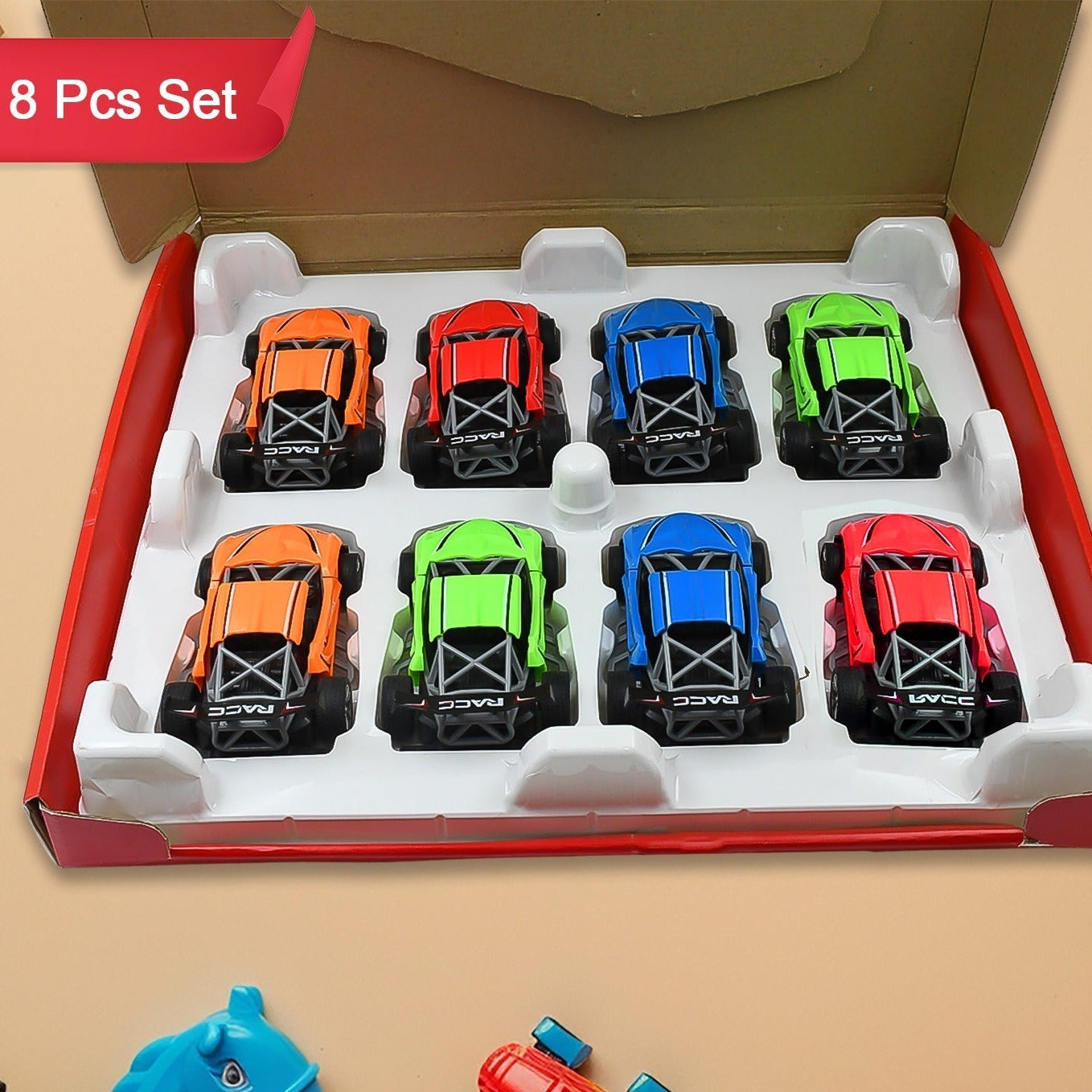 Mini Pull Back Racing Car Widely Used By Kids Children (8 Pcs Set Mix Color) - Happy Price - Image 1