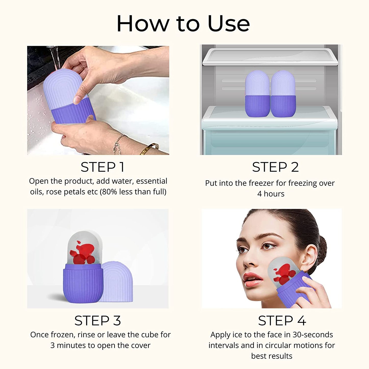 Beauty Ice Roller For Face Massager Eye Reusable Face Rollers Facial Roller ( Purple Color) - Happy Price - Image 6