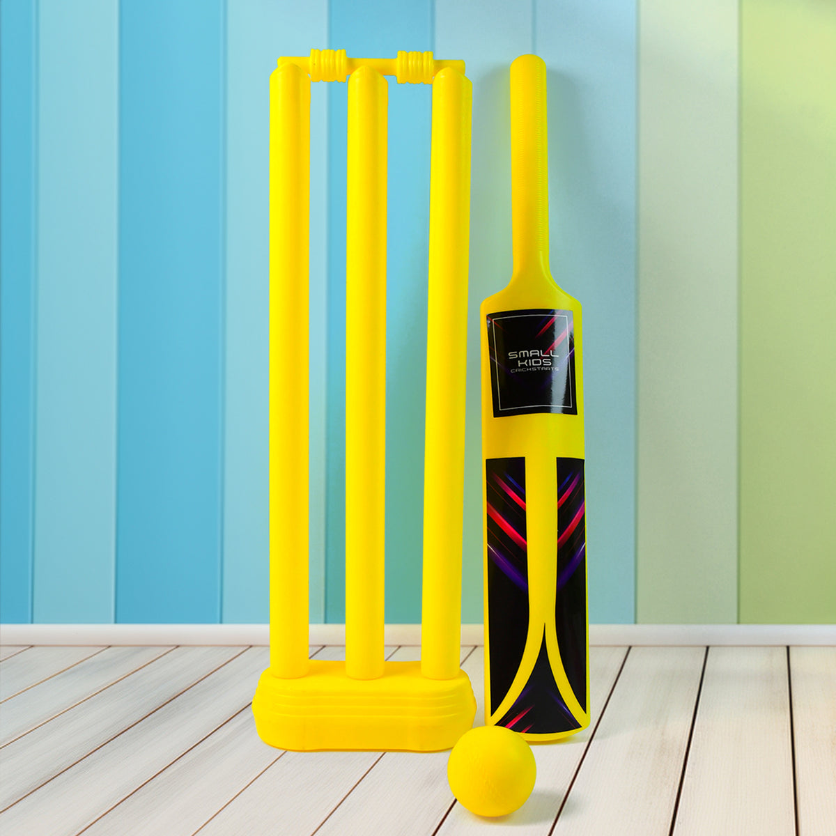 Small Cricket Kit For Boys Girls Cricket Set With 1 Cricket Bat 1 Plastic Ball Bails 3 Stumps With Stand Base - Happy Price - Image 2