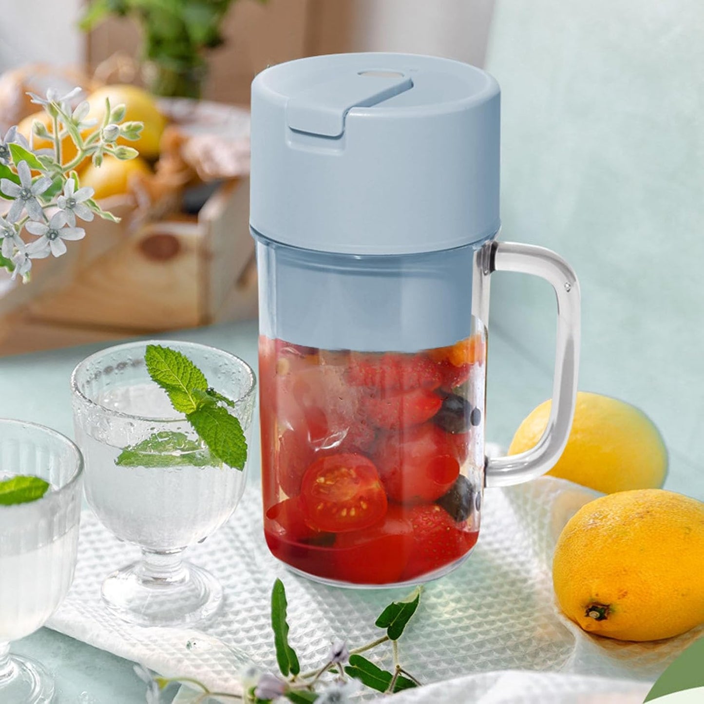 Portable USB Rechargeable Juicer Blender, 500ml Capacity, 6 Steel Blades, with Handle & Straw - Happy Price - Image 4