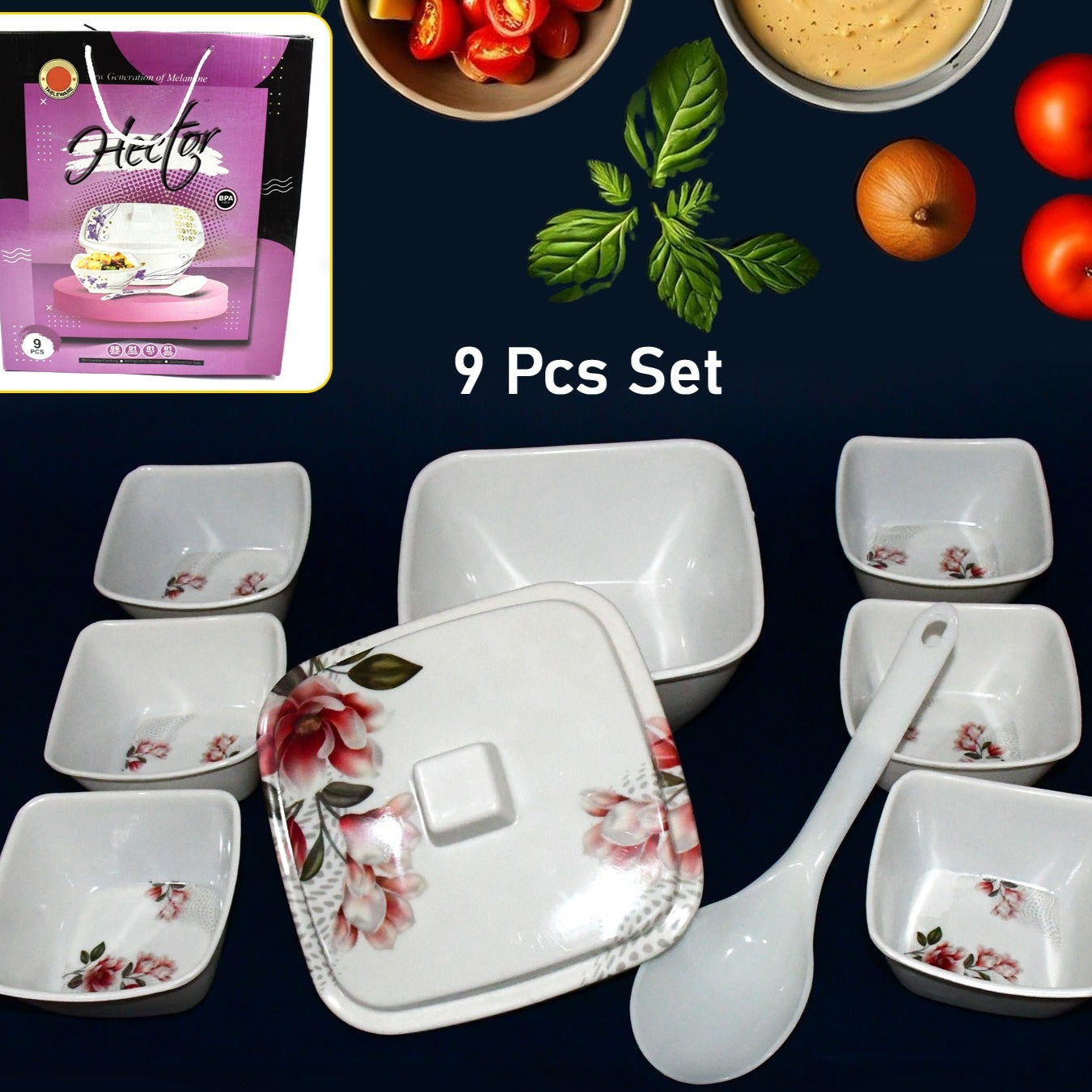 Hector High Quality Dinning Dinner Pudding Set (9 Pcs Set) - Happy Price - Image 1