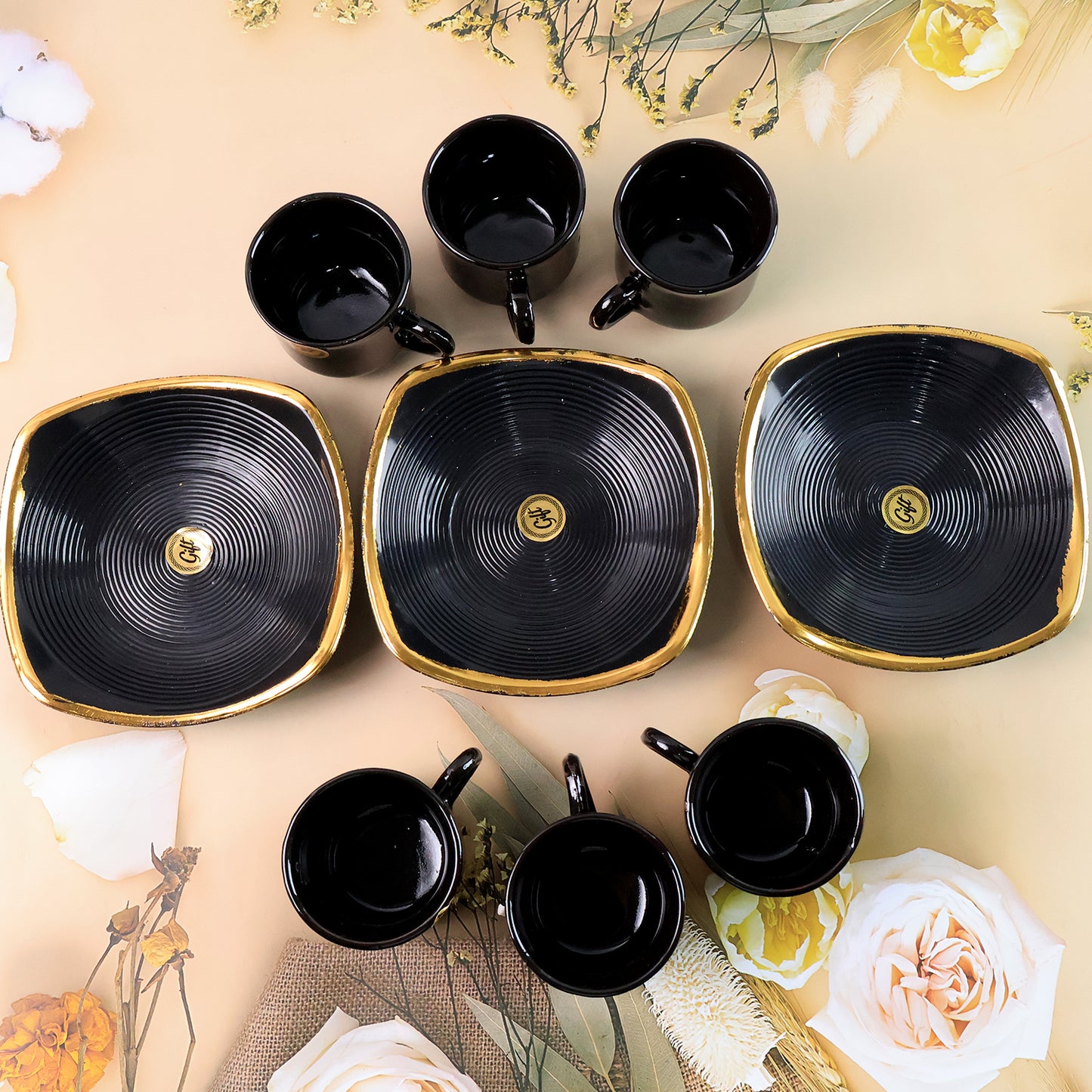 Ceramic Tea Cups and Seashell Bowls Set - 8 Pcs for Coffee, Milk, Breakfast & Gifts - Happy Price - Image 5