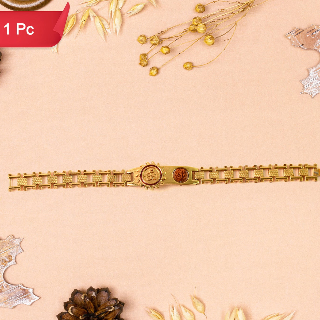 Gold Plated Designer Watch-dial Style Bracelet Rakhi For Brother (1 Pc) - Happy Price - Image 1