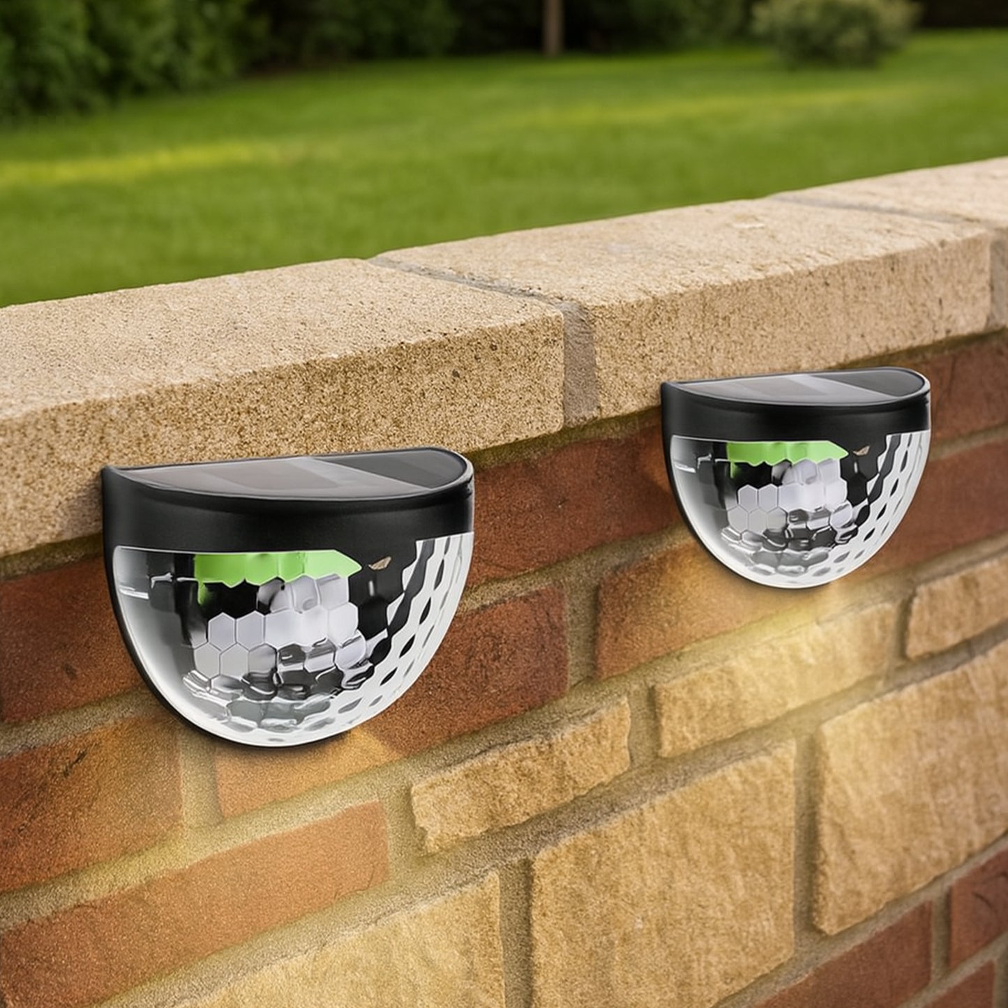 6 Led Solar Powered Wall Mount Fence Light With Honeycomb Shade Design (2 Pc Set) - Happy Price - Image 5