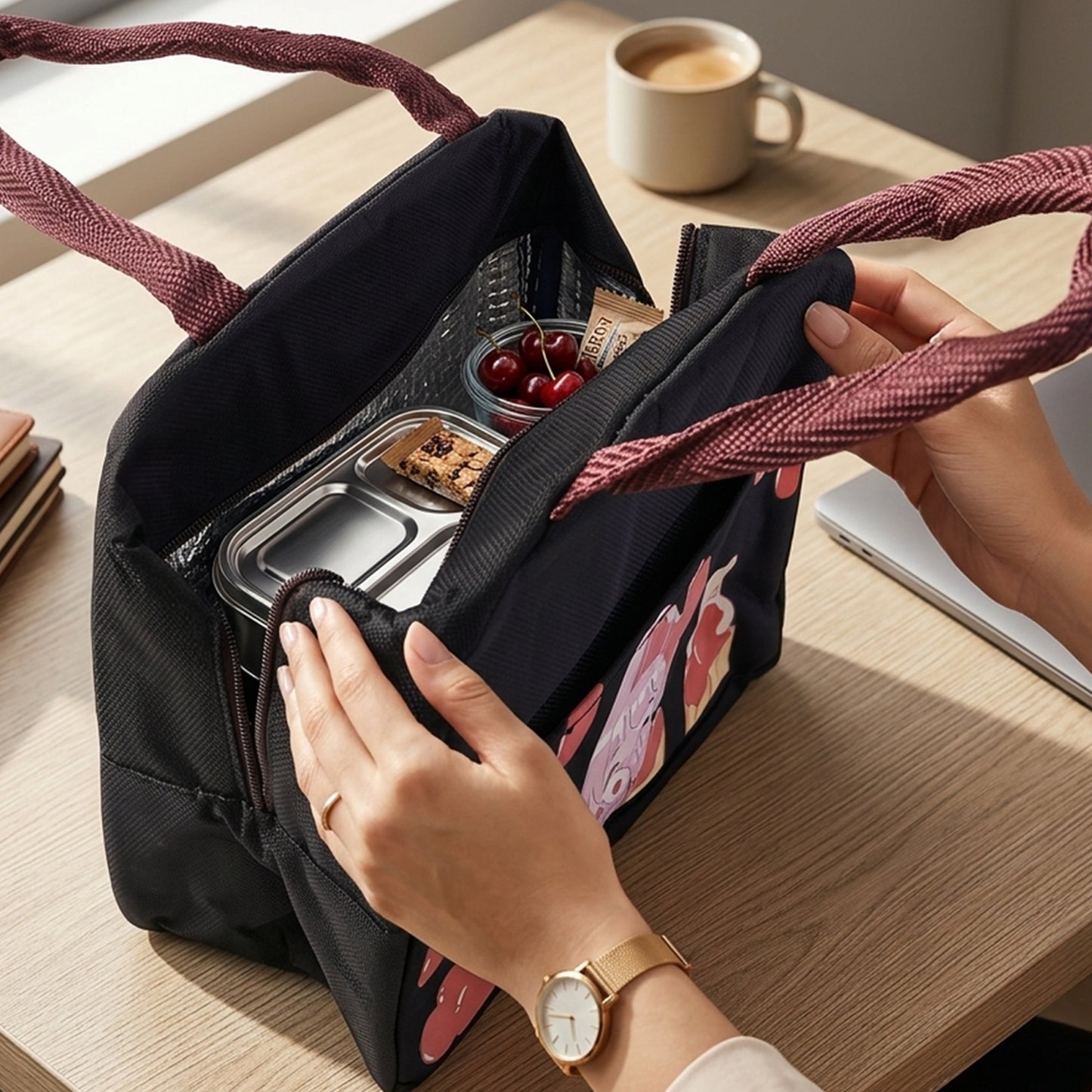 Insulated Lunch Bag - Portable & Stylish for School/Work (1 Pc) - Happy Price - Image 3