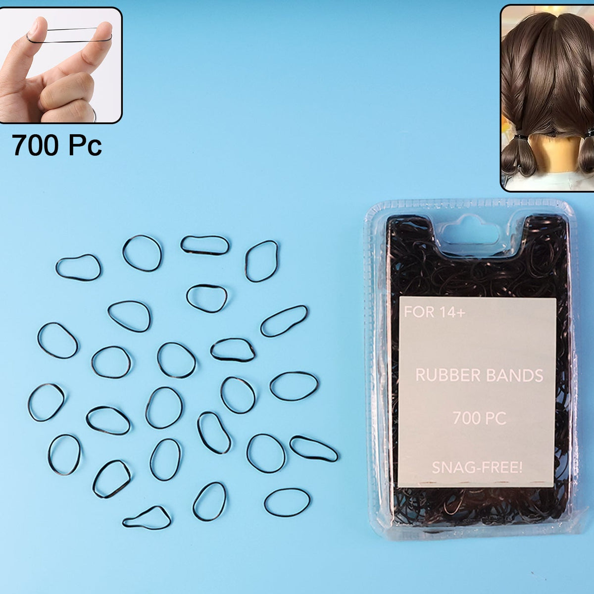 700 Pc Mini Hair Rubber Bands - Strong Elastic Ties for Styling - Happy Price - Image 1
