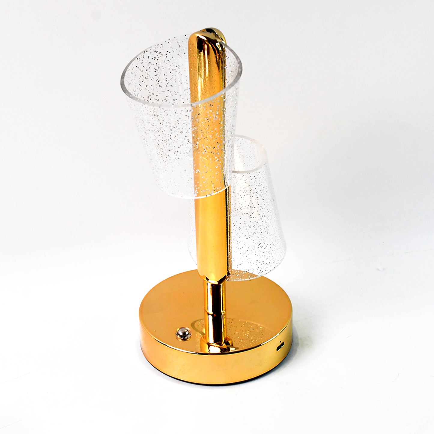 Elegant Crystal Double Shade LED Table Lamp with Golden Base (1 Pc) - Happy Price - Image 2