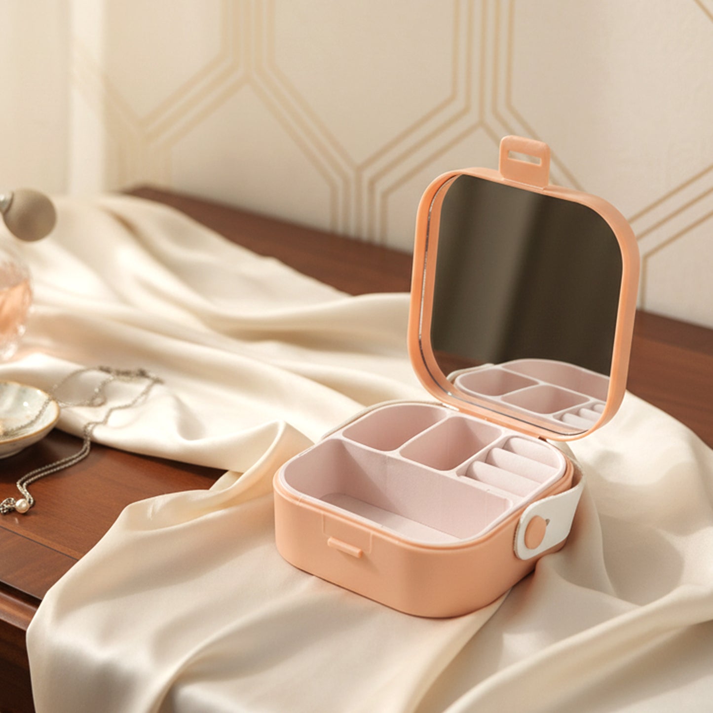 Compact Travel Jewelry Organizer Box with Mirror - 1 Pc - Great Price - Image 6