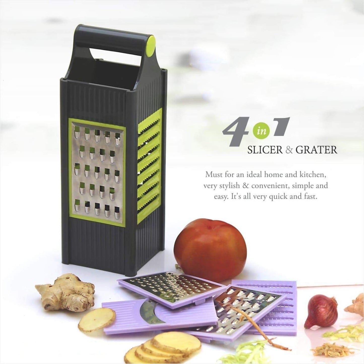 4 In 1 Plastic Vegetable And Fruit Grater And Slicer For Kitchen - Happy Price - Image 5