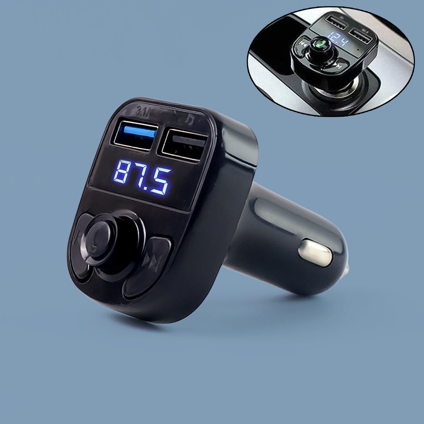 Car-x8 Bluetooth Fm Transmitter Kit For Hands-free Call Receiver Music Player Call Receiver Fast Mobile Charger Ports For All Smartphoneswith 3.1a Quick Charge Dual Usb Car Charger - Happy Price - Image 2