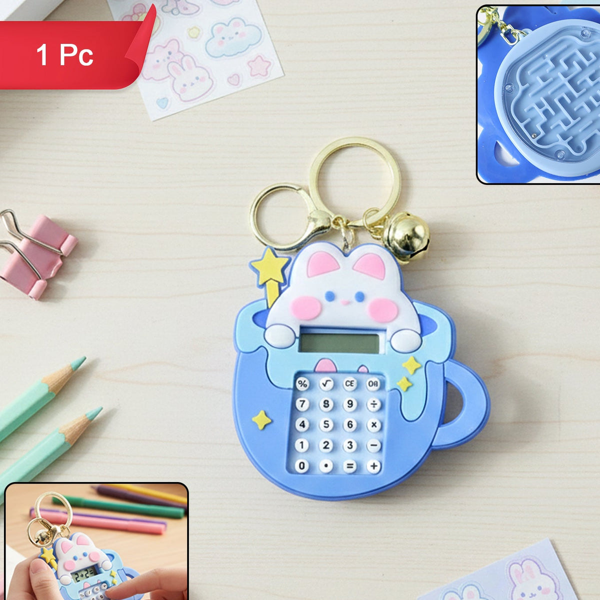 Cute Bunny Calculator Keychain with Mini Digital Display (1 Pc) - Happy Price - Image 1