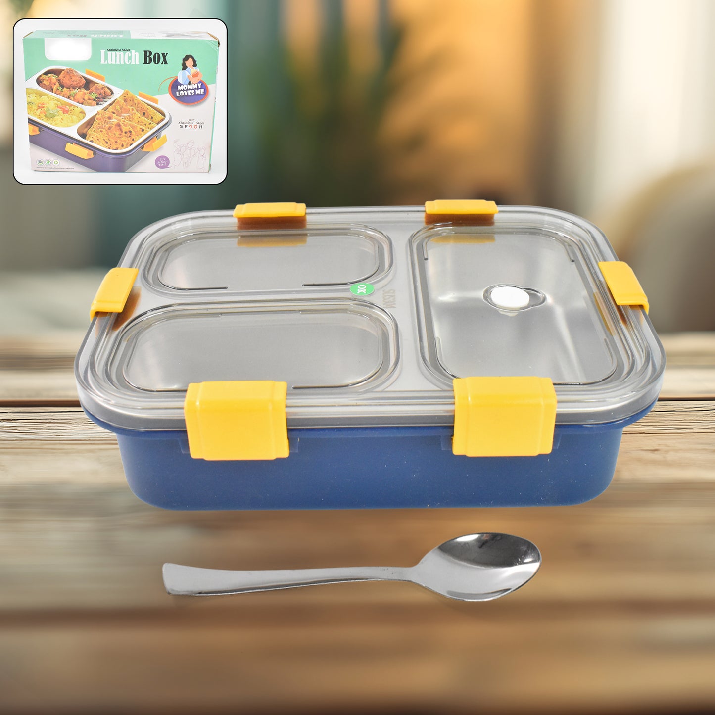 3 Compartment Transparent Stainless Steel Lunch Box For Kids - Happy Price - Image 6