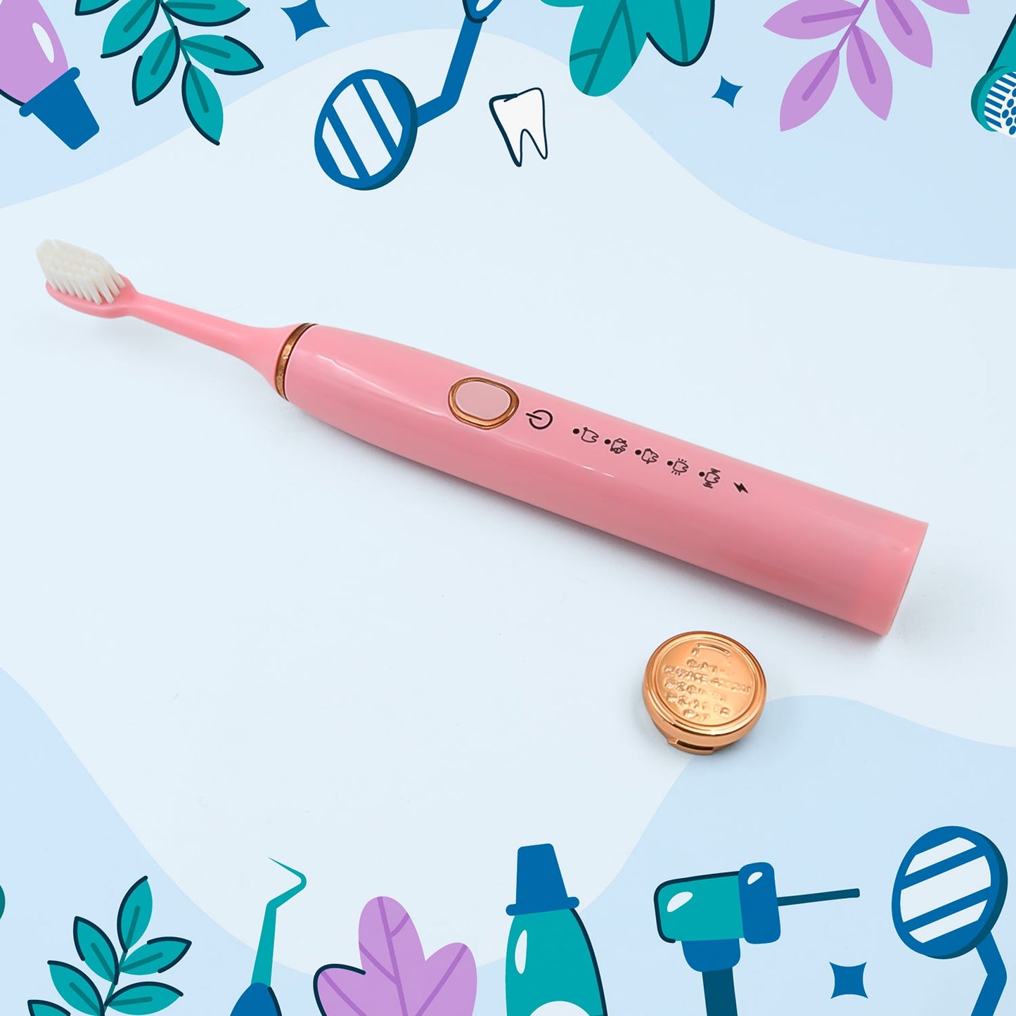 Electric Toothbrush Set for Adults - Waterproof, USB Rechargeable with 4 Extra Heads (1 Pc, Mix Colour) - Happy Price - Image 3