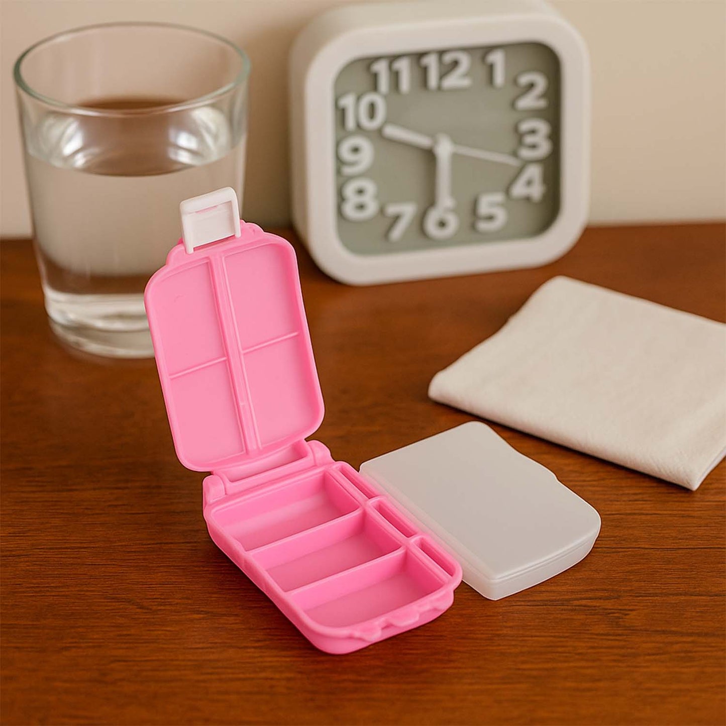 Portable Pink Dual-Sided Pill Organizer Box (1 Pc) - Happy Price - Image 3