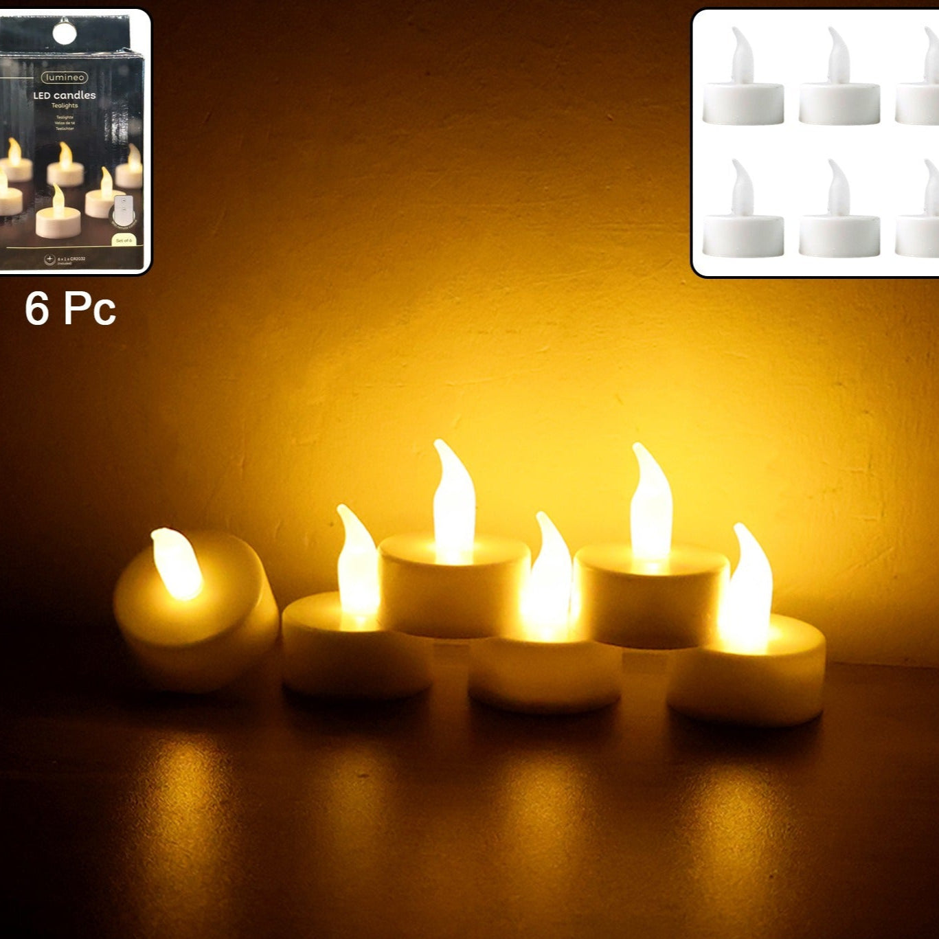 LED Flameless Tealight Candles - Set of 6, Battery Operated Flickering Lights for Home Decor & Festivals - Happy Price - Image 1