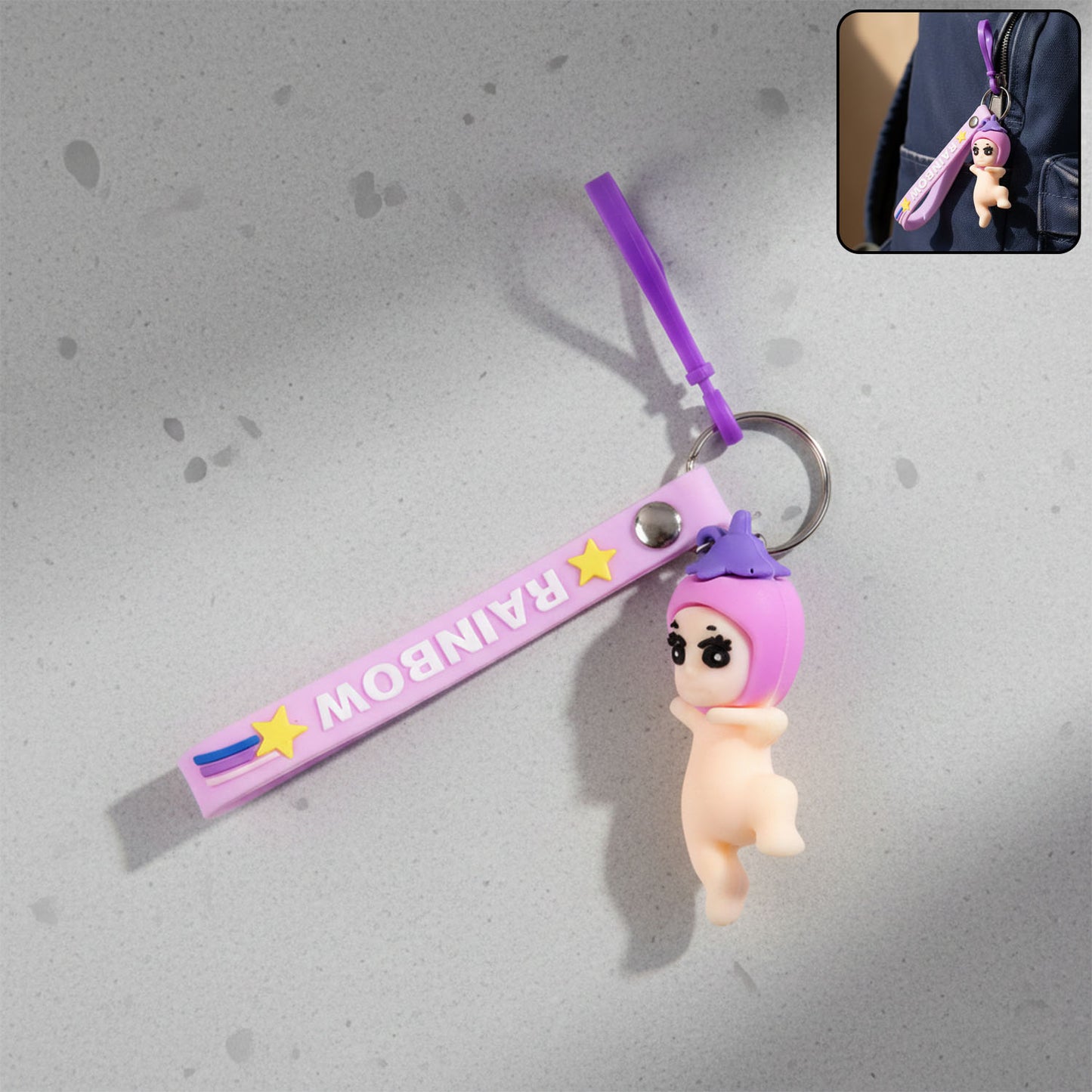Cute Baby Doll Silicone Wrist Strap Keychain (1 Pc) - Happy Price - Image 2