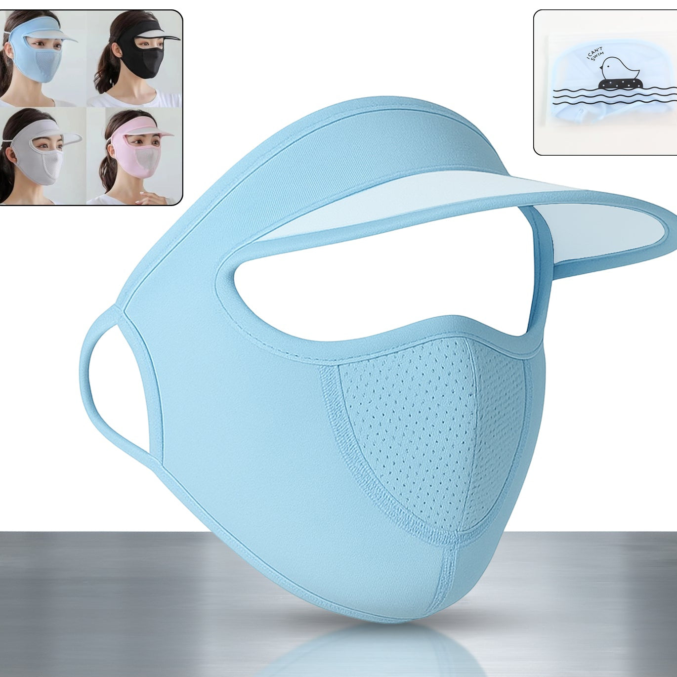 Womens Full Face Uv Protection Cap With Built-in Mask And Wide Brim Visor Breathable (1 Pc) - Happy Price - Image 1