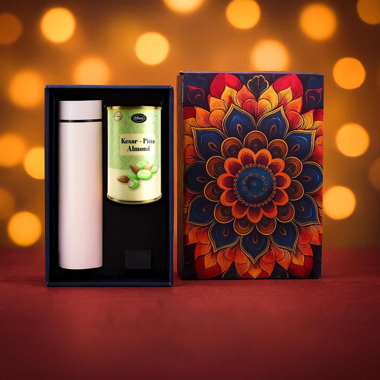 Kesar Pista Almond Chocolate Gift Hamper with Stainless Steel Bottle (2 Pc Set) - Happy Price - Image 3